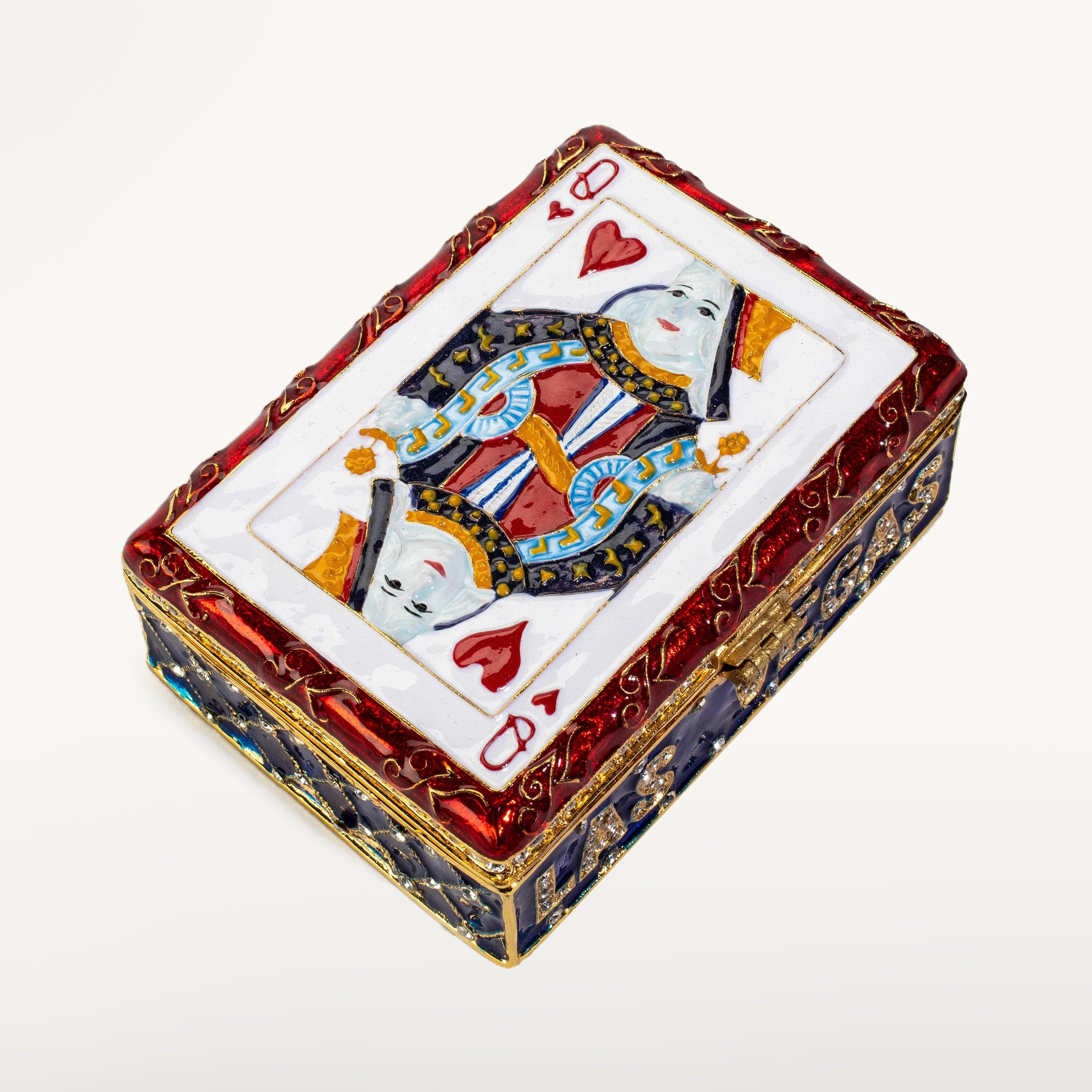 Kalifano Vanity Figurine Playing Card Figurine Keepsake Box made with Crystals SVA-108