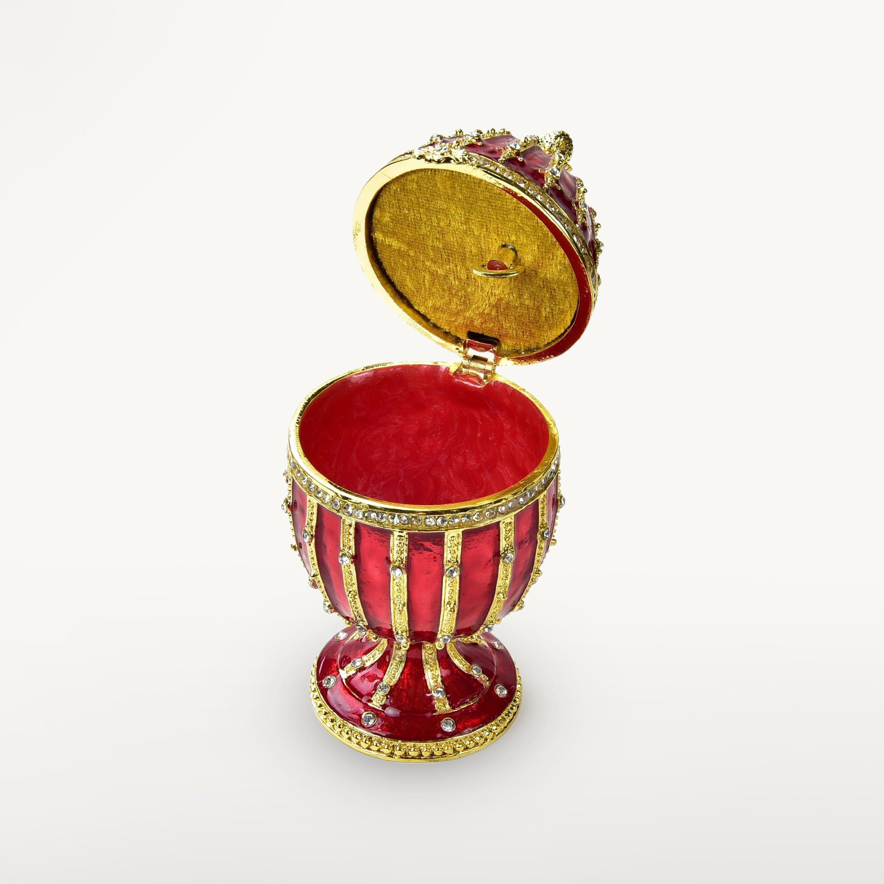 Kalifano Vanity Figurine Red Faberge Egg Figurine Keepsake Musical Box made with Crystals SVA-089
