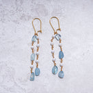 Aquamarine & Freshwater Pearl Dangle Earrings – 24K Gold Plated