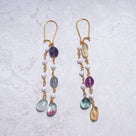 Fluorite & Freshwater Pearl Dangle Earrings – 24K Gold Plated