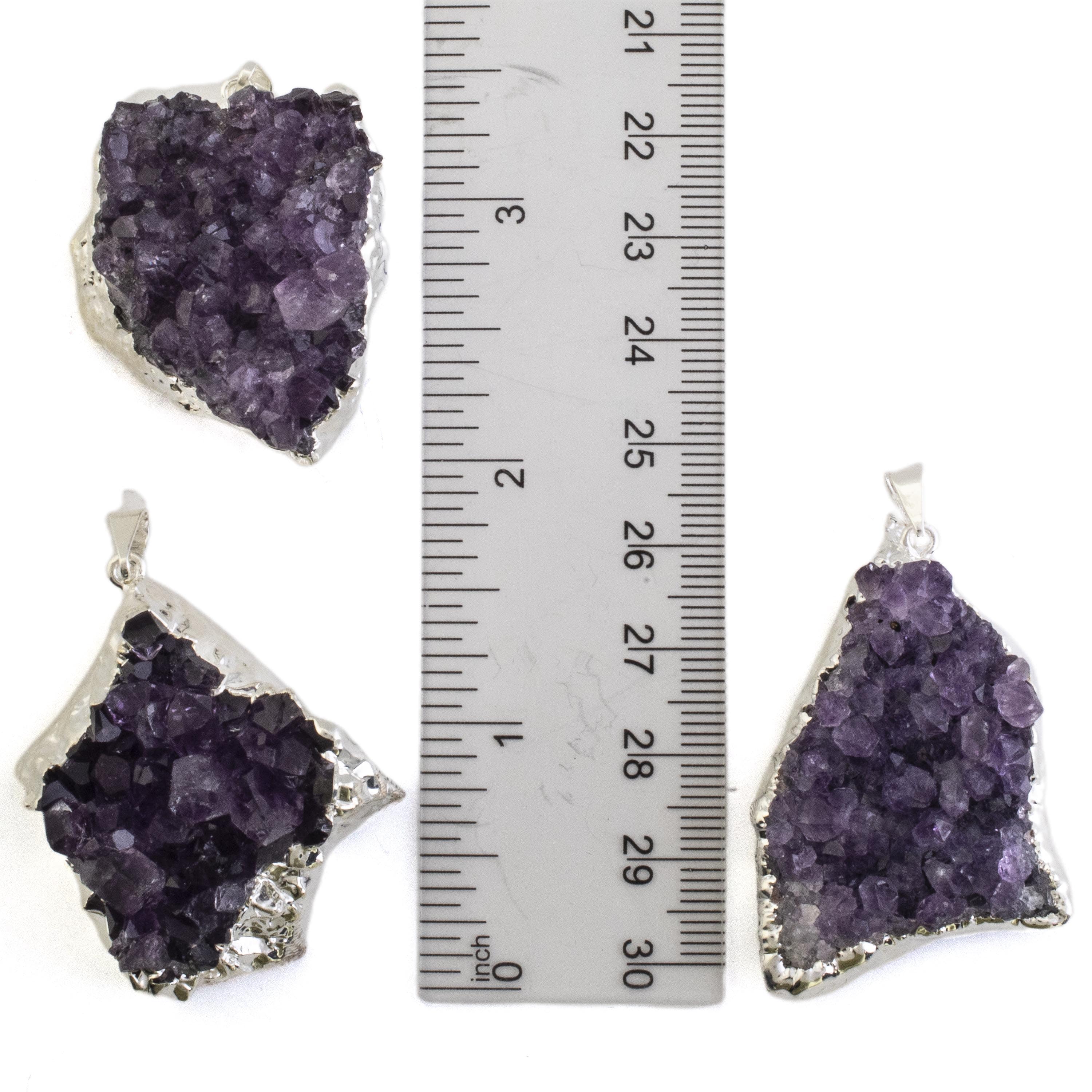 Kalifano Crystal Jewelry Druzy Amethyst Pendant with Silver Plating CJNS80-DYAM