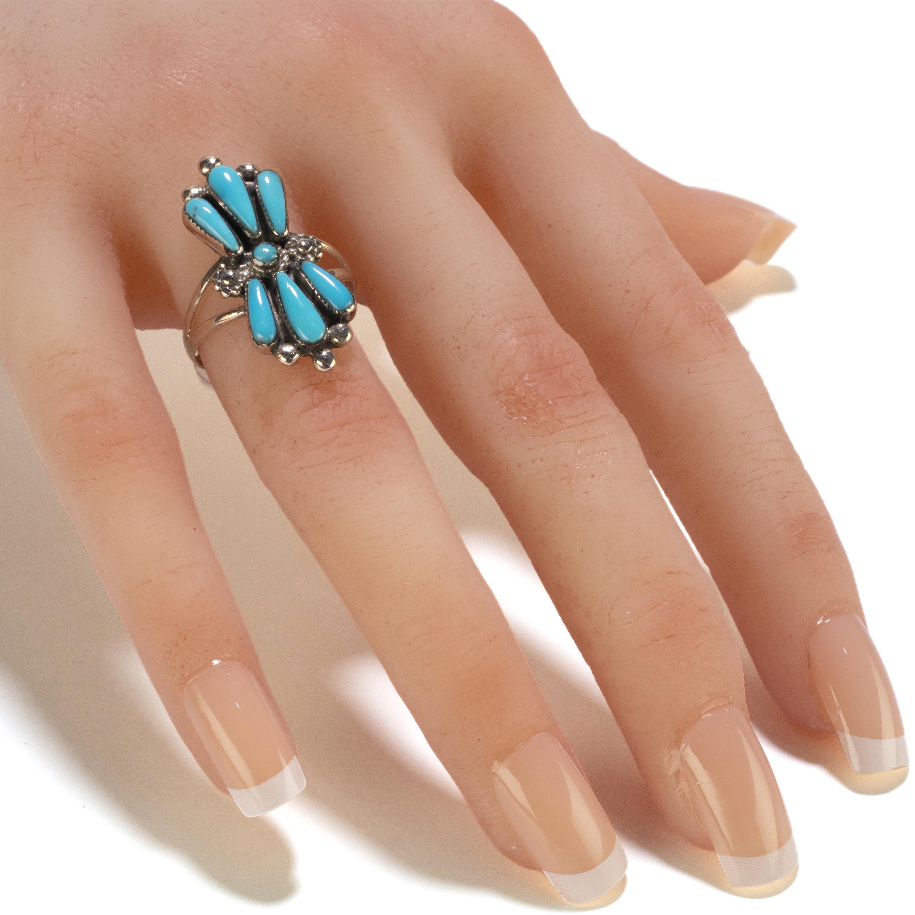 Kalifano 8 Turquoise Butterfly Handmade 925 Sterling Silver Ring AKR150.001.8