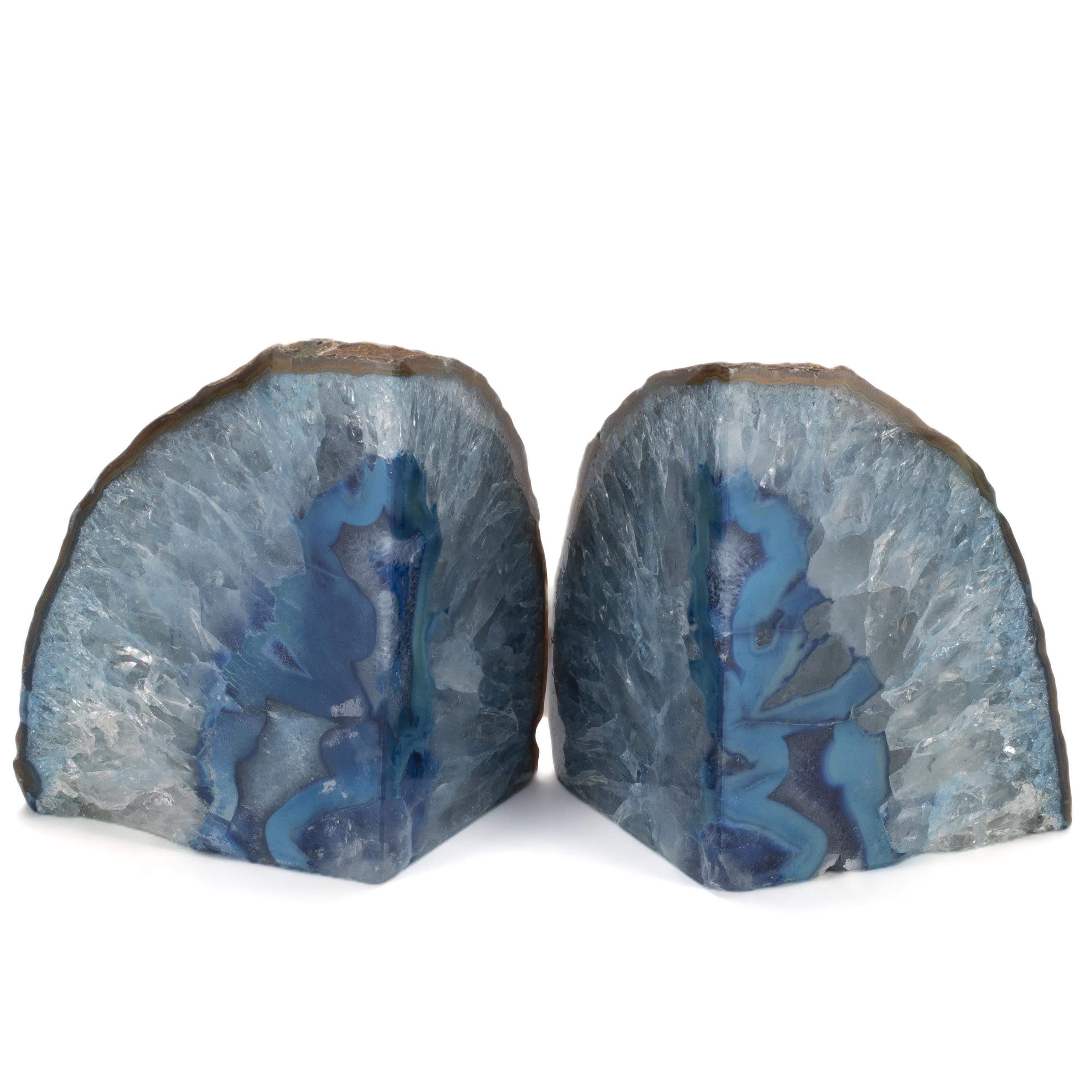 Large Geode Bookend. Blue Agate Bookend Pair. (2-25lbs, 3-4inch). Mineral Rock Formation, Healing Energy Crystal, Home Decor. store *Ships Free*