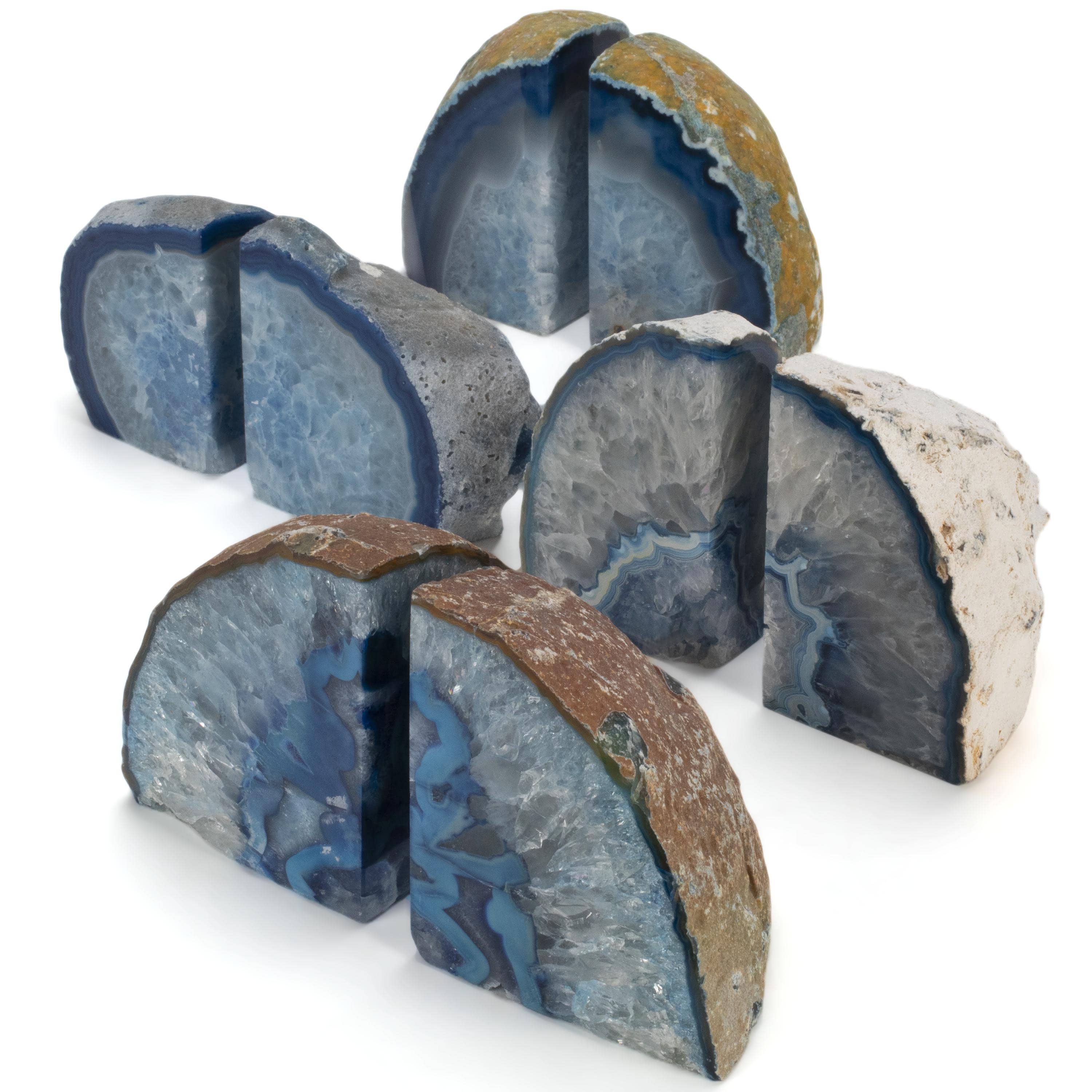 KALIFANO Agate Blue Agate Geode Bookend Set BAB240-BE