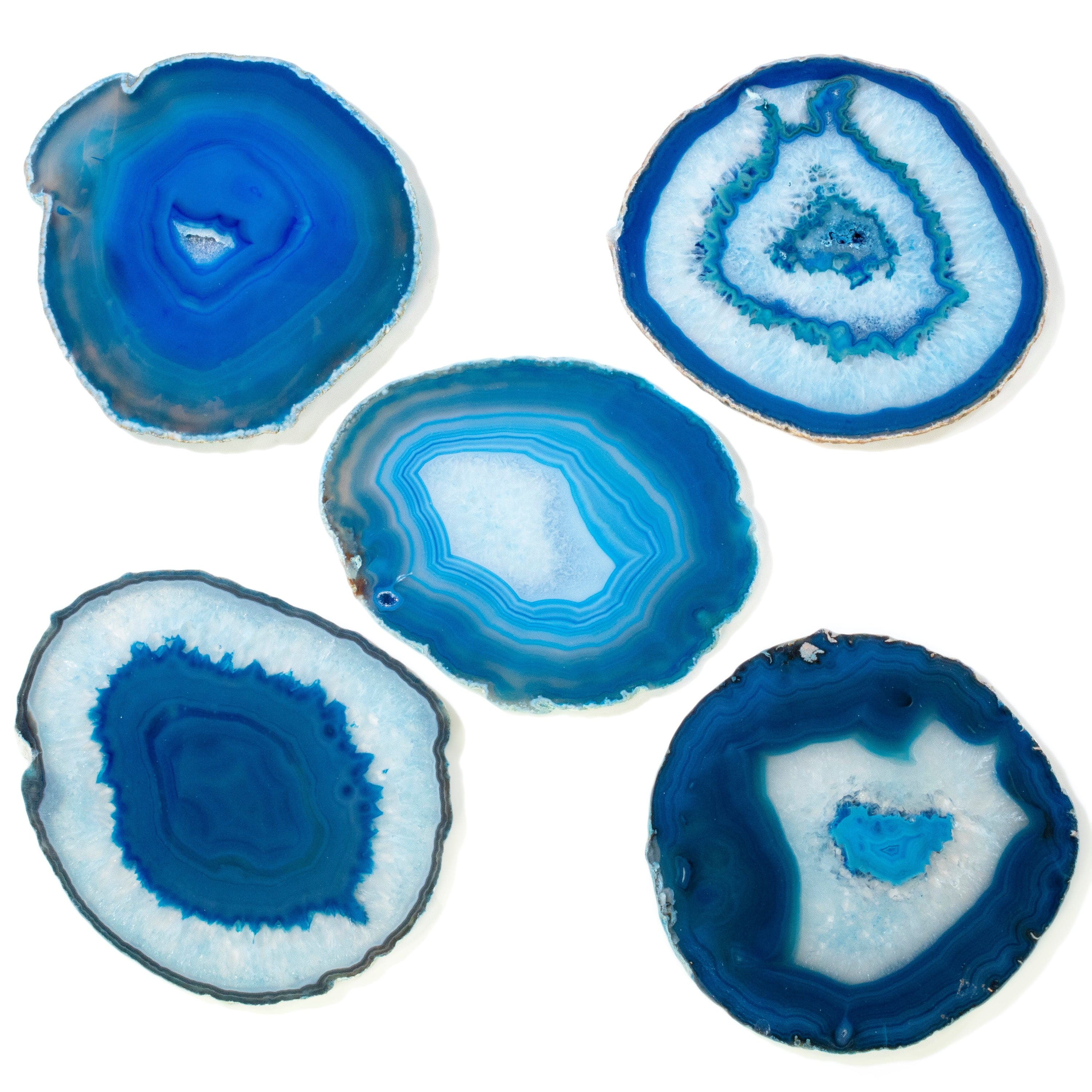 KALIFANO Agate Blue Agate Slice Drink Coaster BAS160-BE