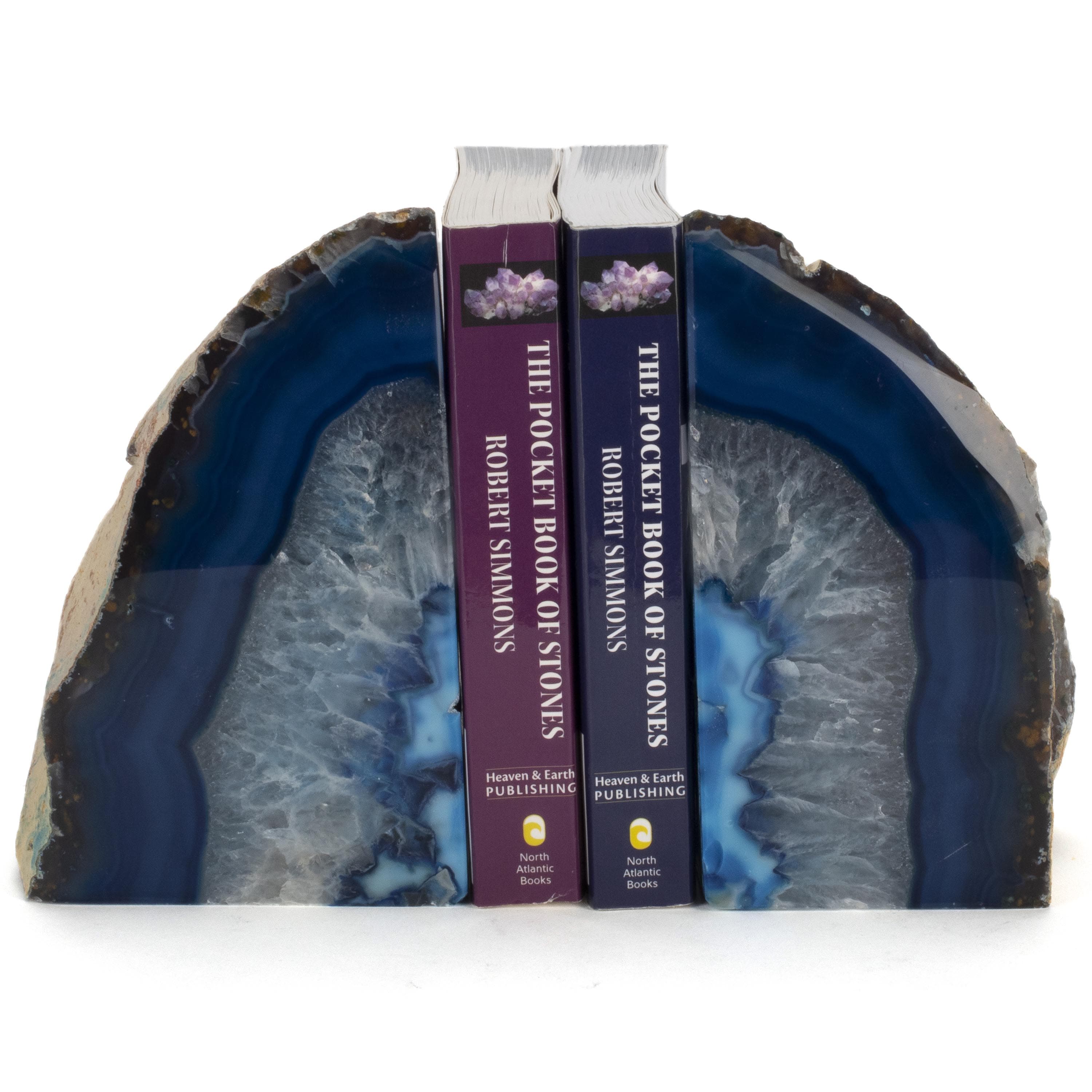 KALIFANO Agate Large Blue Agate Geode Bookend Set BAB400-BE