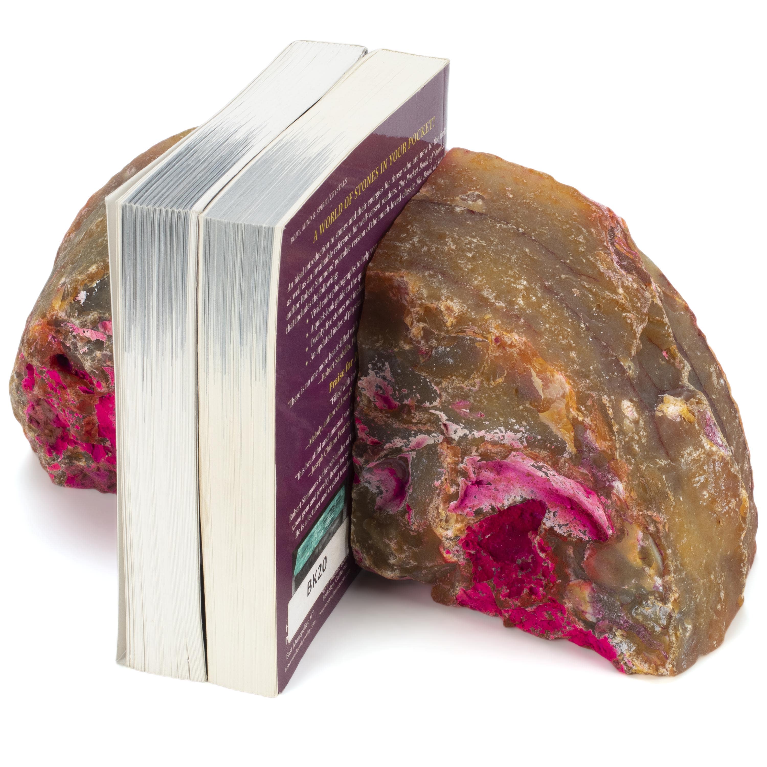 KALIFANO Agate Large Pink Agate Geode Bookend Set BAB400-PK