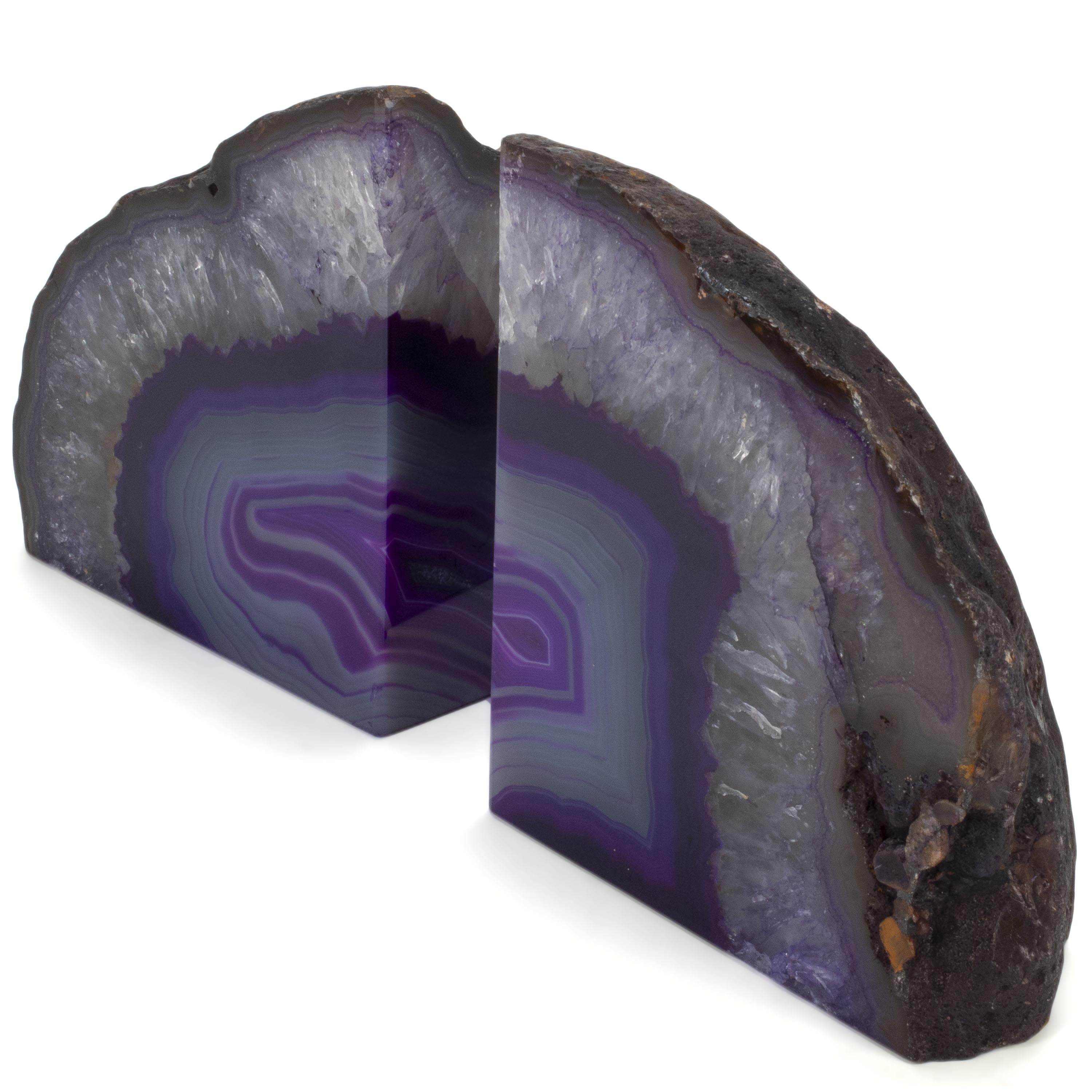 KALIFANO Agate Large Purple Agate Geode Bookend Set BAB400-PE