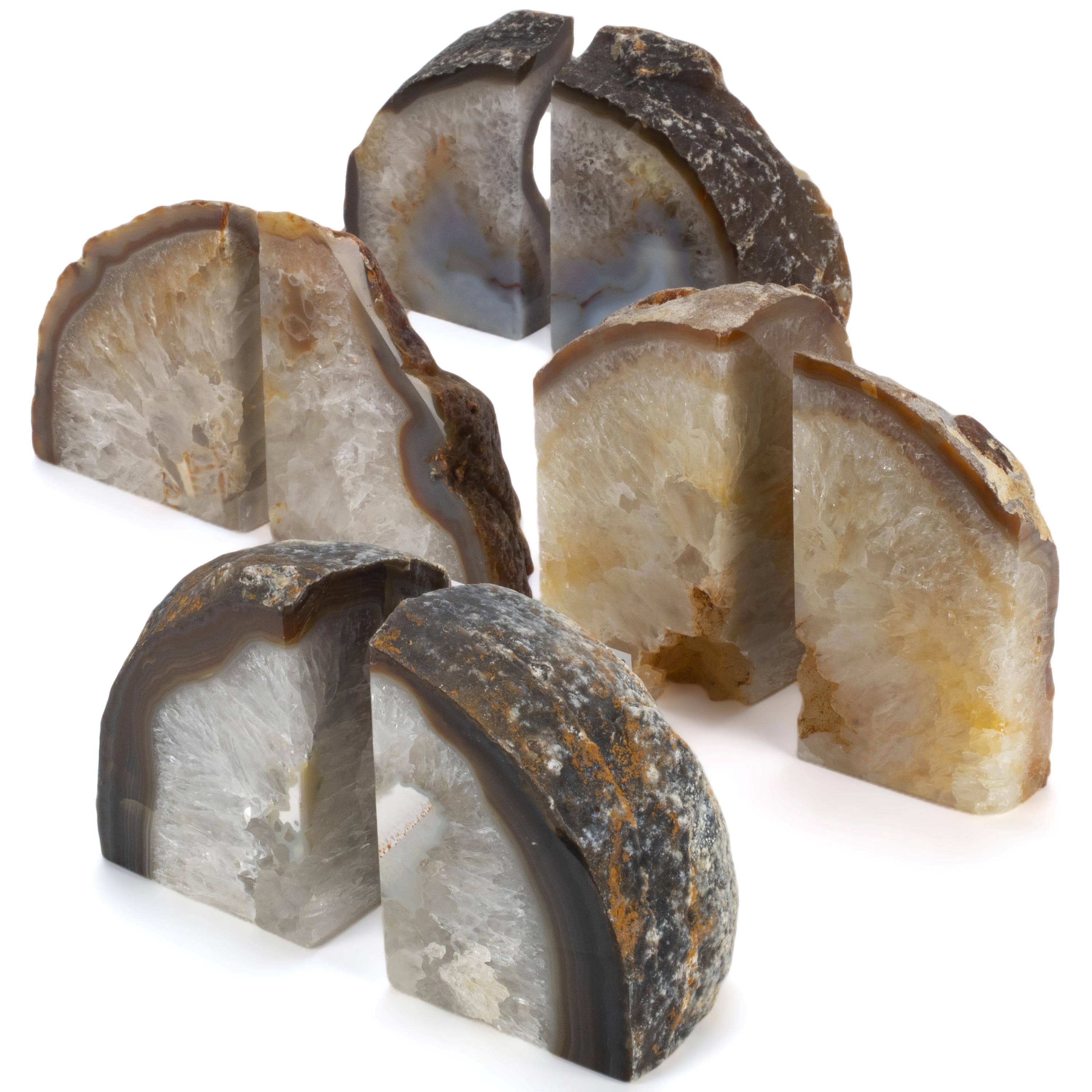 KALIFANO Agate Natural Agate Geode Bookend Set BAB240-AG