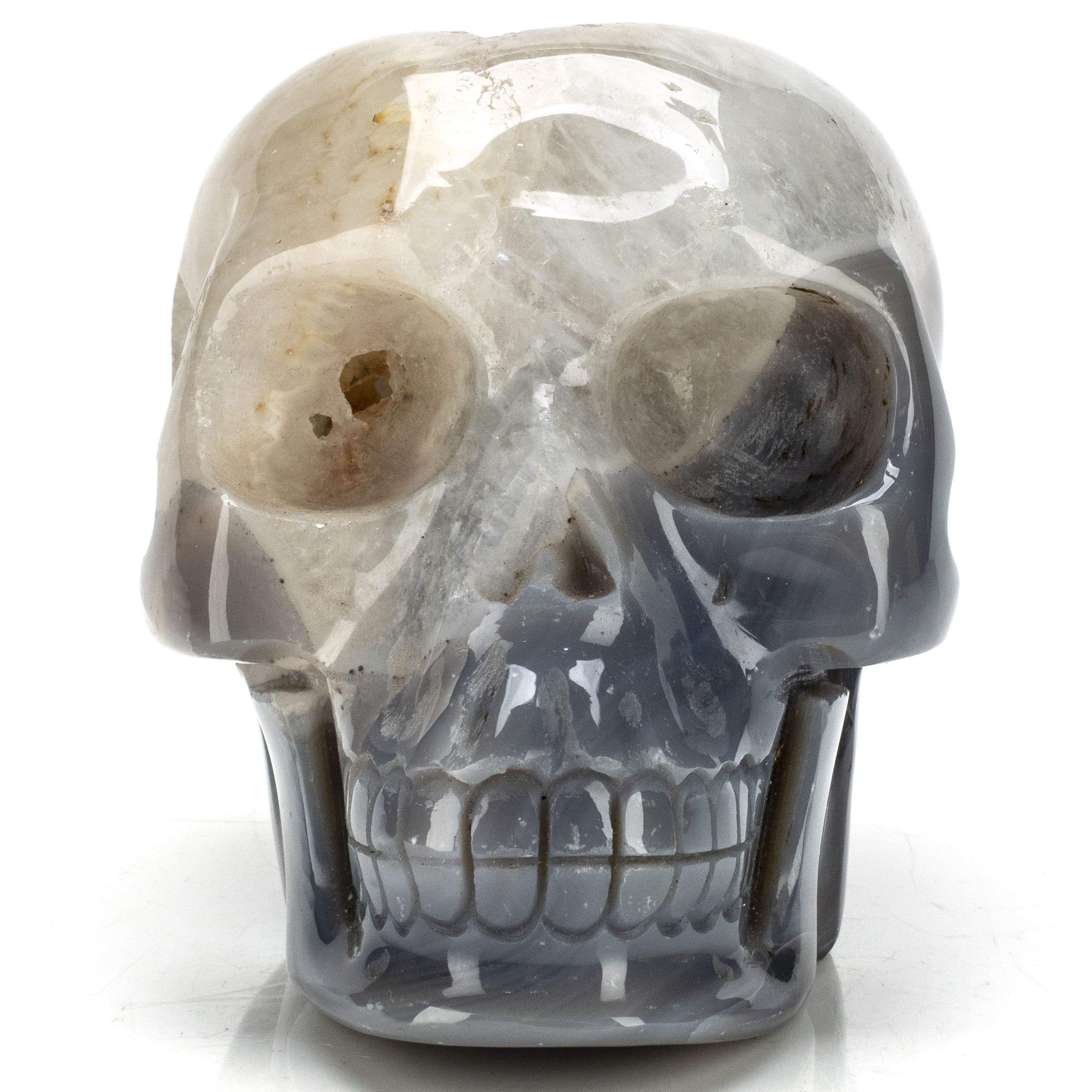 Kalifano Agate Natural Hand Carved Brazilian Druzy Agate Skull - 4.75 in. / 1,010 grams SK4800.001
