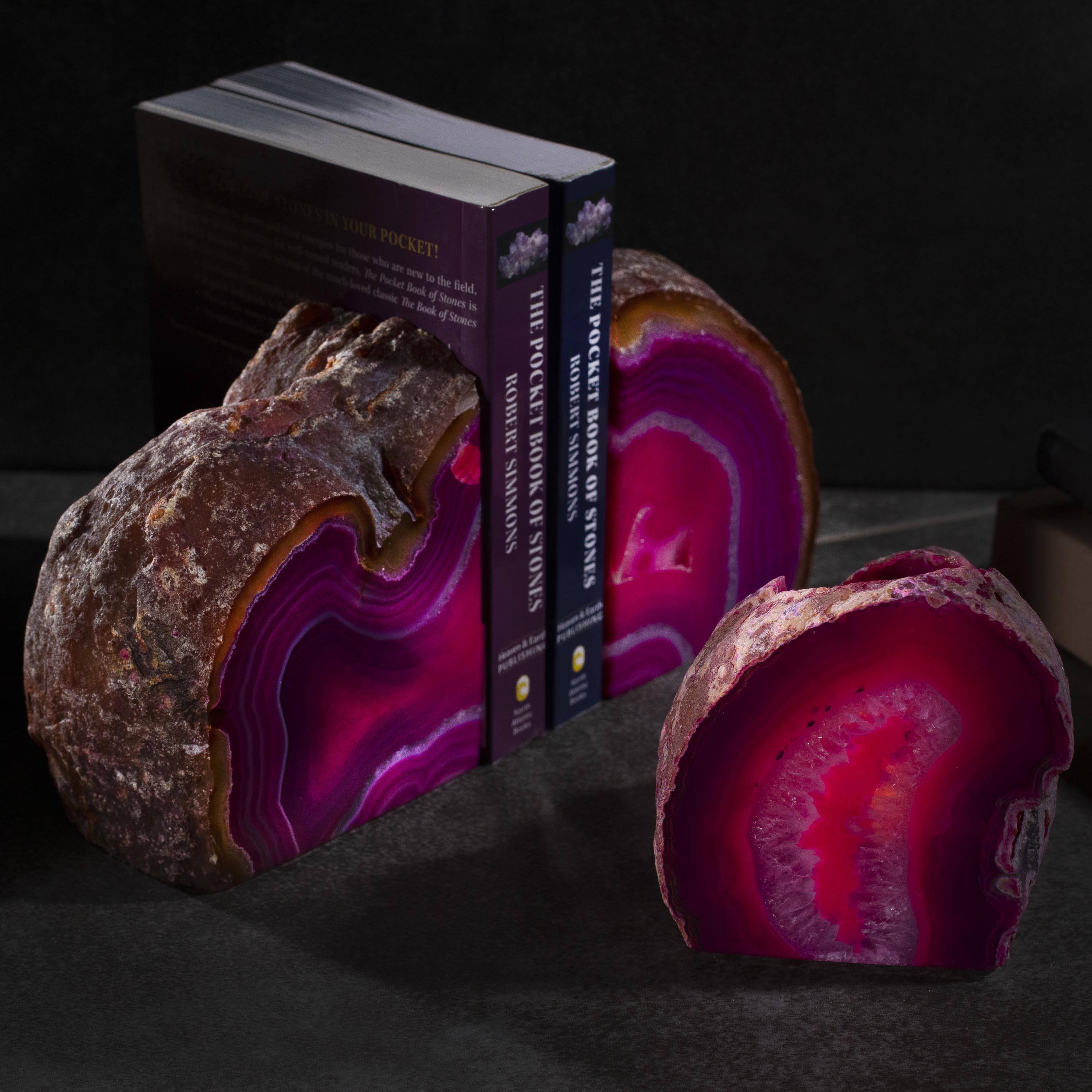 KALIFANO Agate Pink Agate Geode Bookend Set BAB240-PK