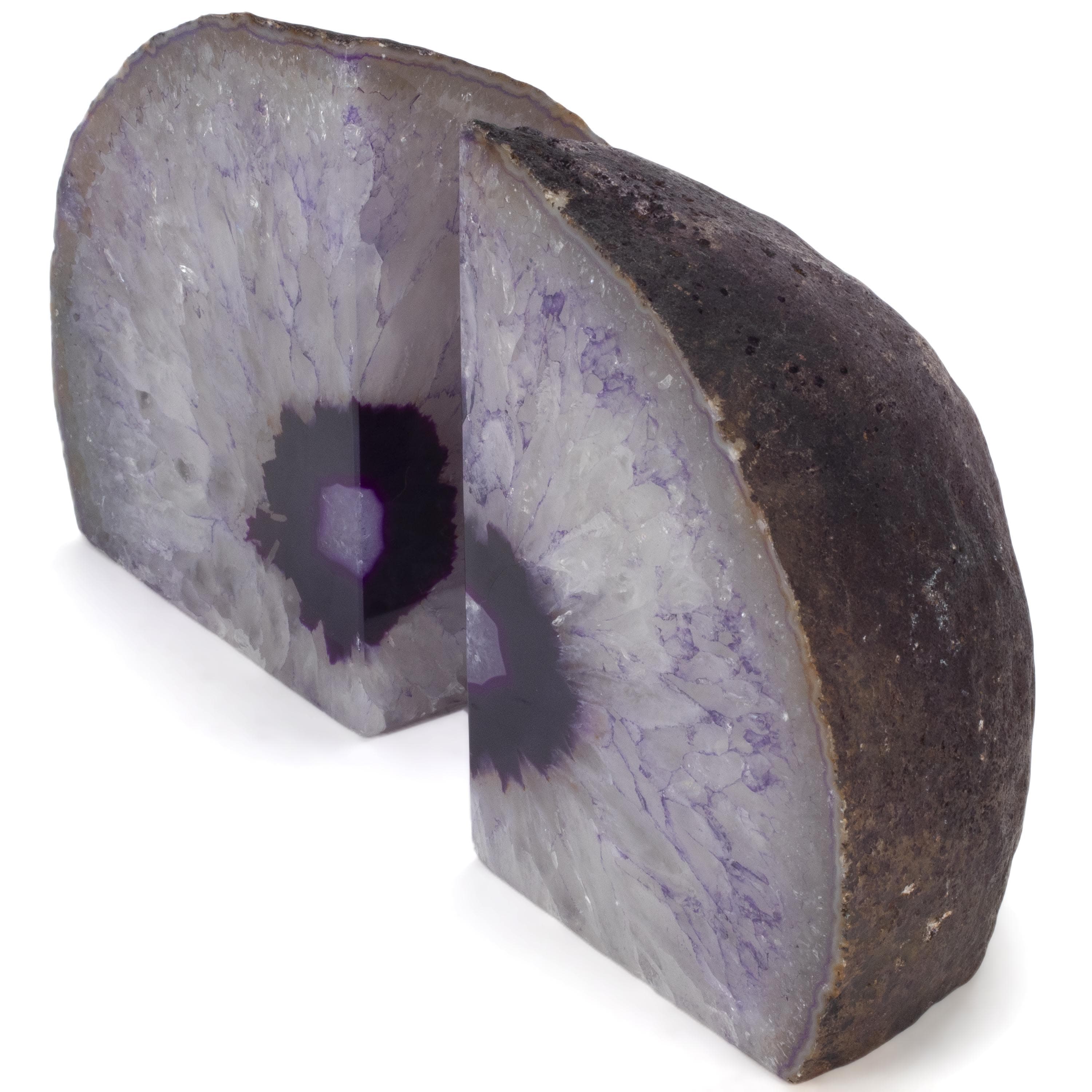 KALIFANO Agate Purple Agate Geode Bookend Set BAB240-PE