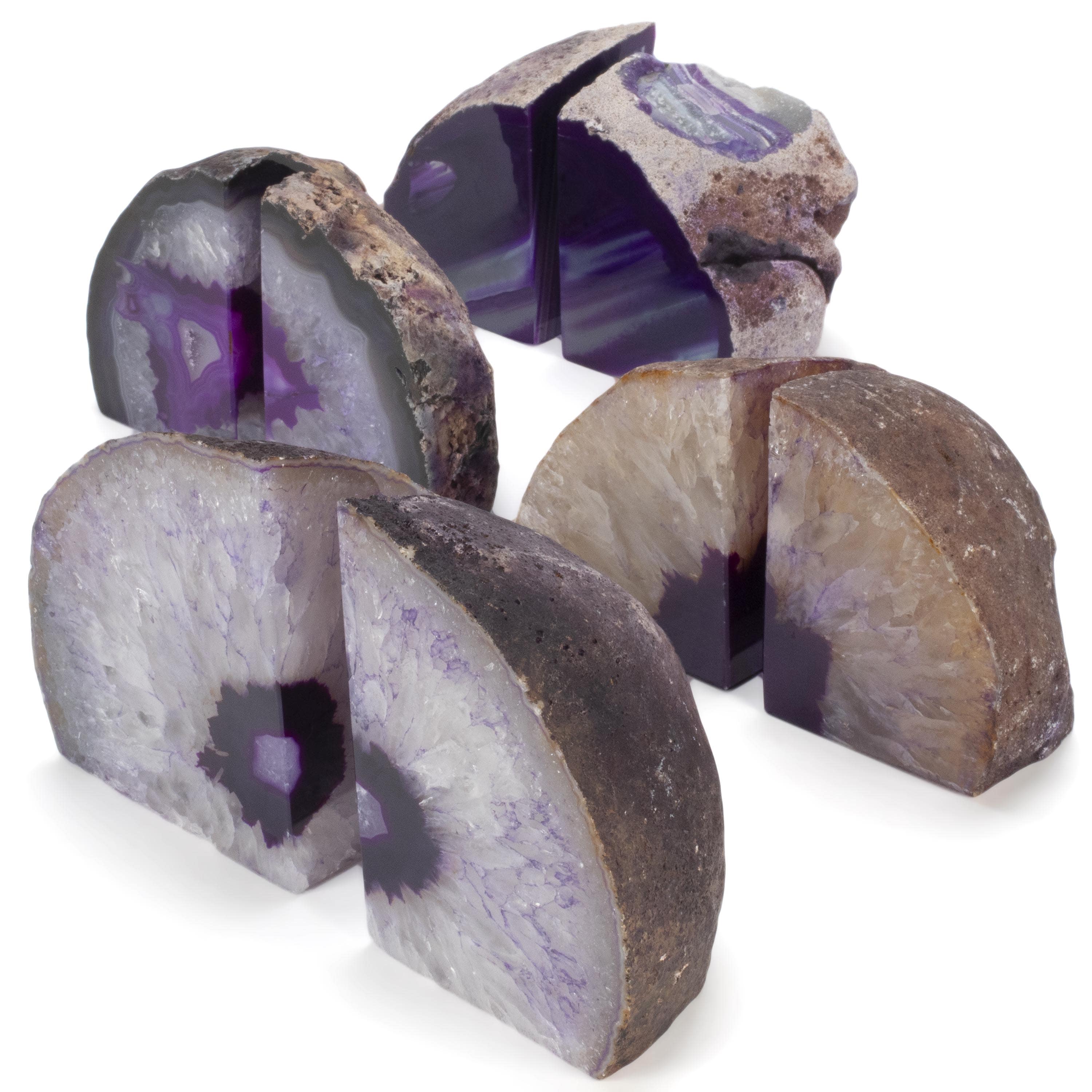 KALIFANO Agate Purple Agate Geode Bookend Set BAB240-PE