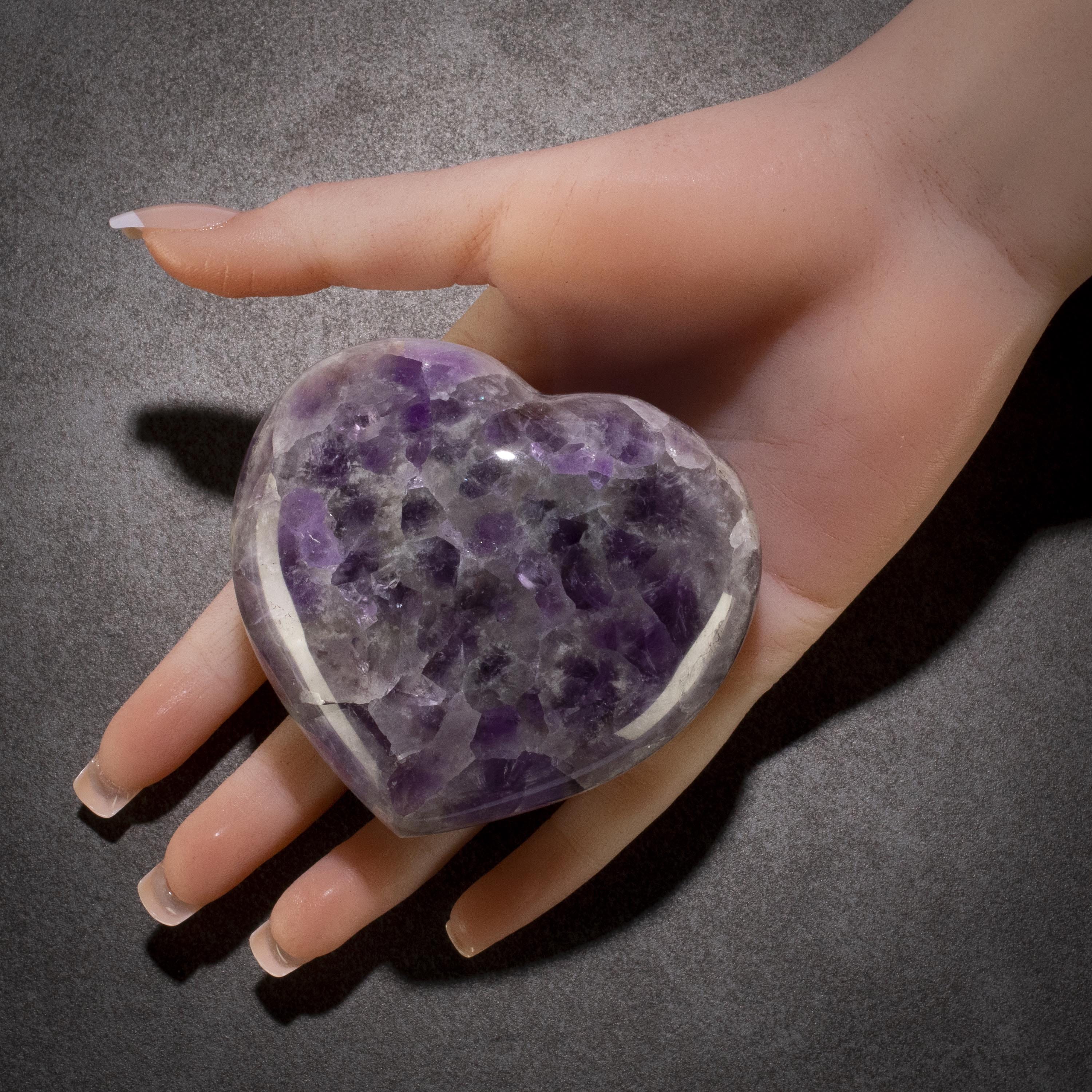 KALIFANO Amethyst Amethyst Gemstone Heart Carving 285g / 3.5in. GH300-AM