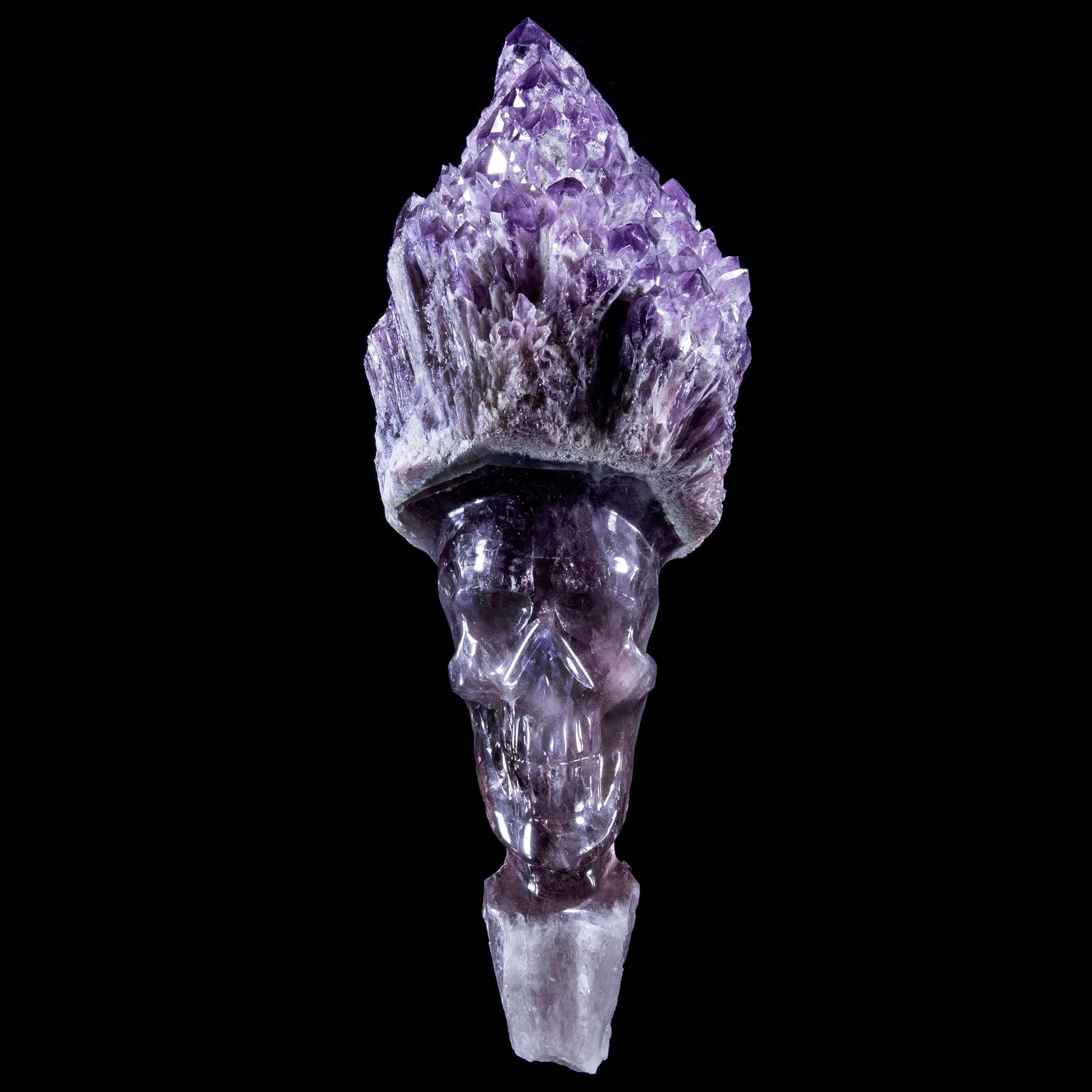 Kalifano Amethyst Natural Brazilian Elestial Amethyst Skull Carving - 14 in. / 9 lbs SK9800.003