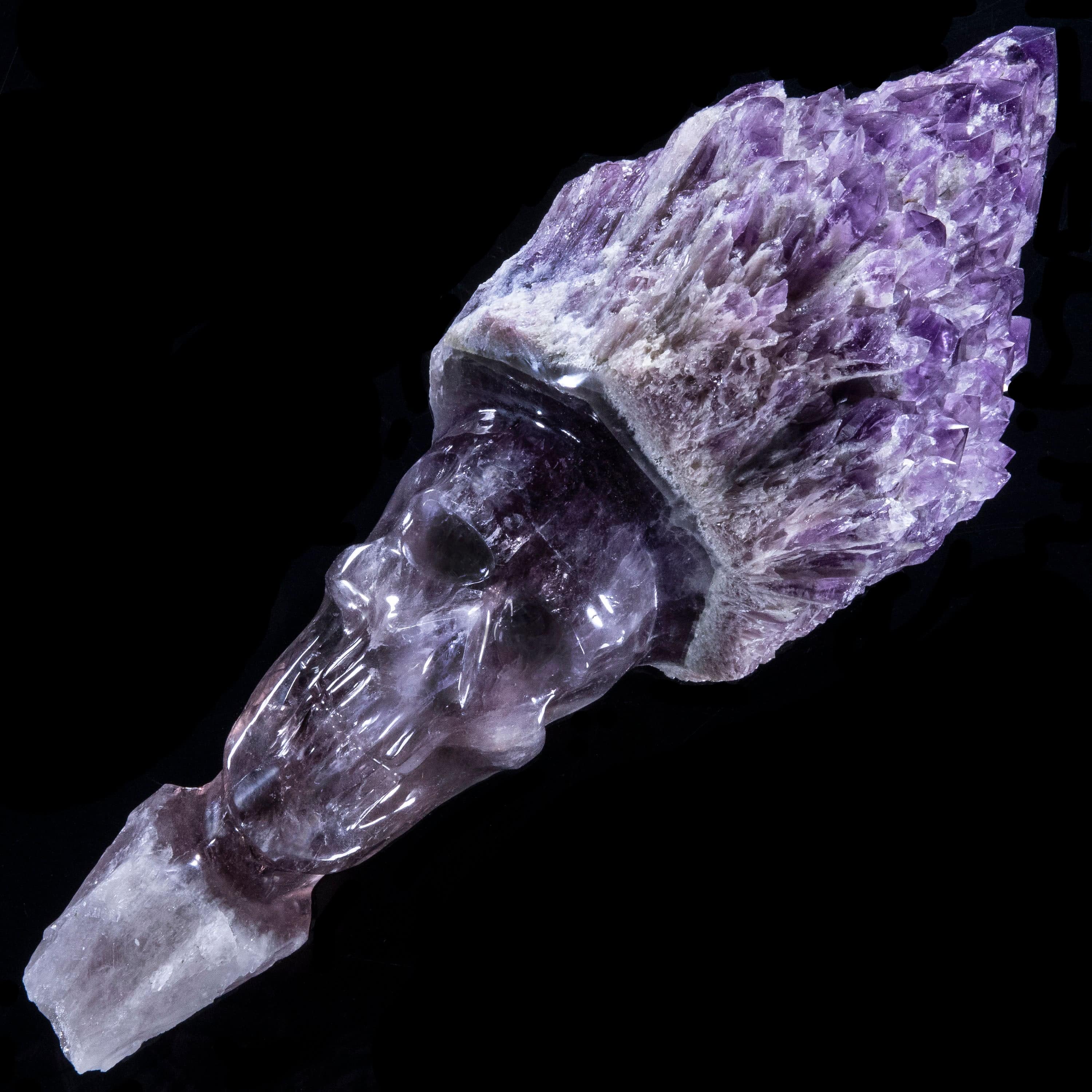 Kalifano Amethyst Natural Brazilian Elestial Amethyst Skull Carving - 14 in. / 9 lbs SK9800.003