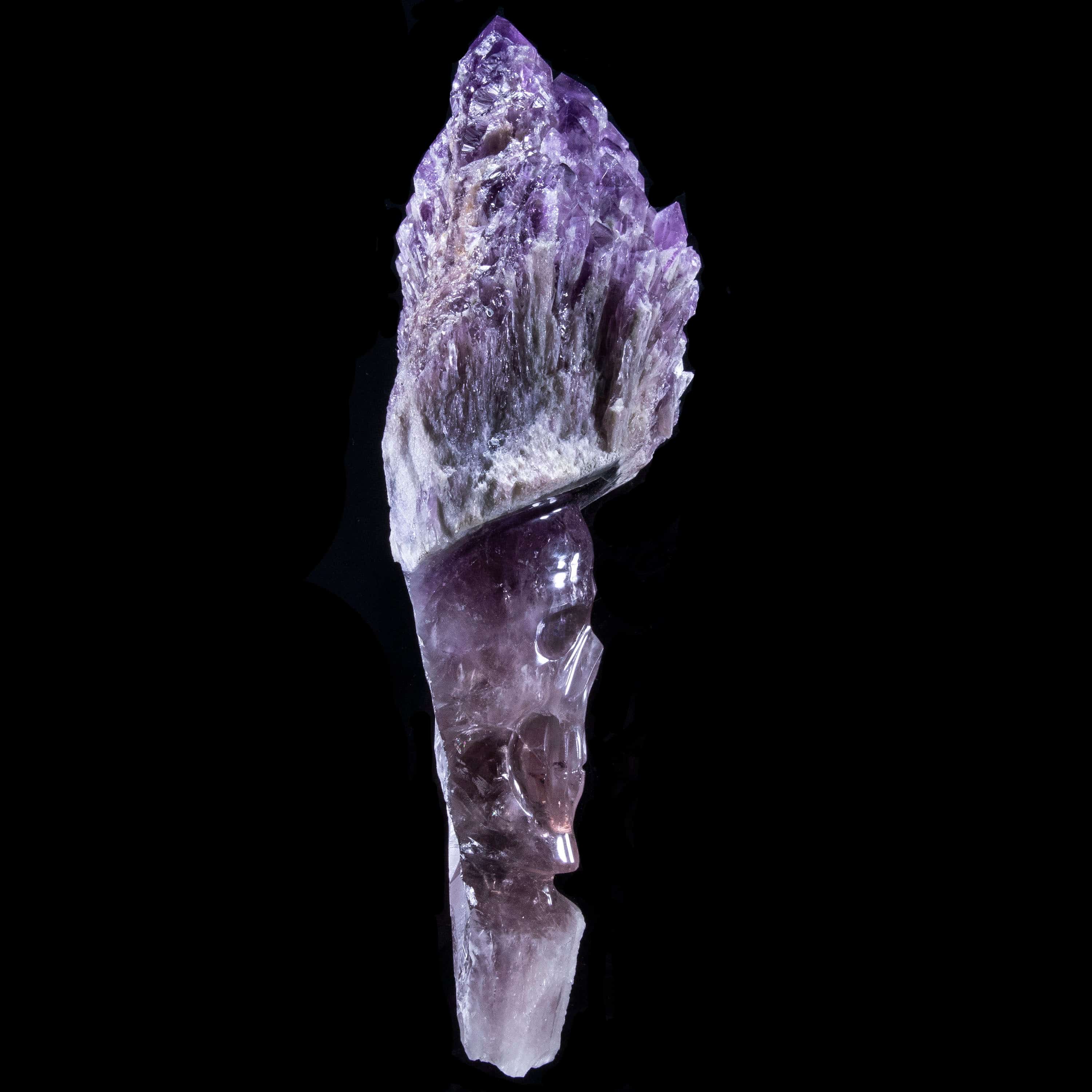 Kalifano Amethyst Natural Brazilian Elestial Amethyst Skull Carving - 14 in. / 9 lbs SK9800.003