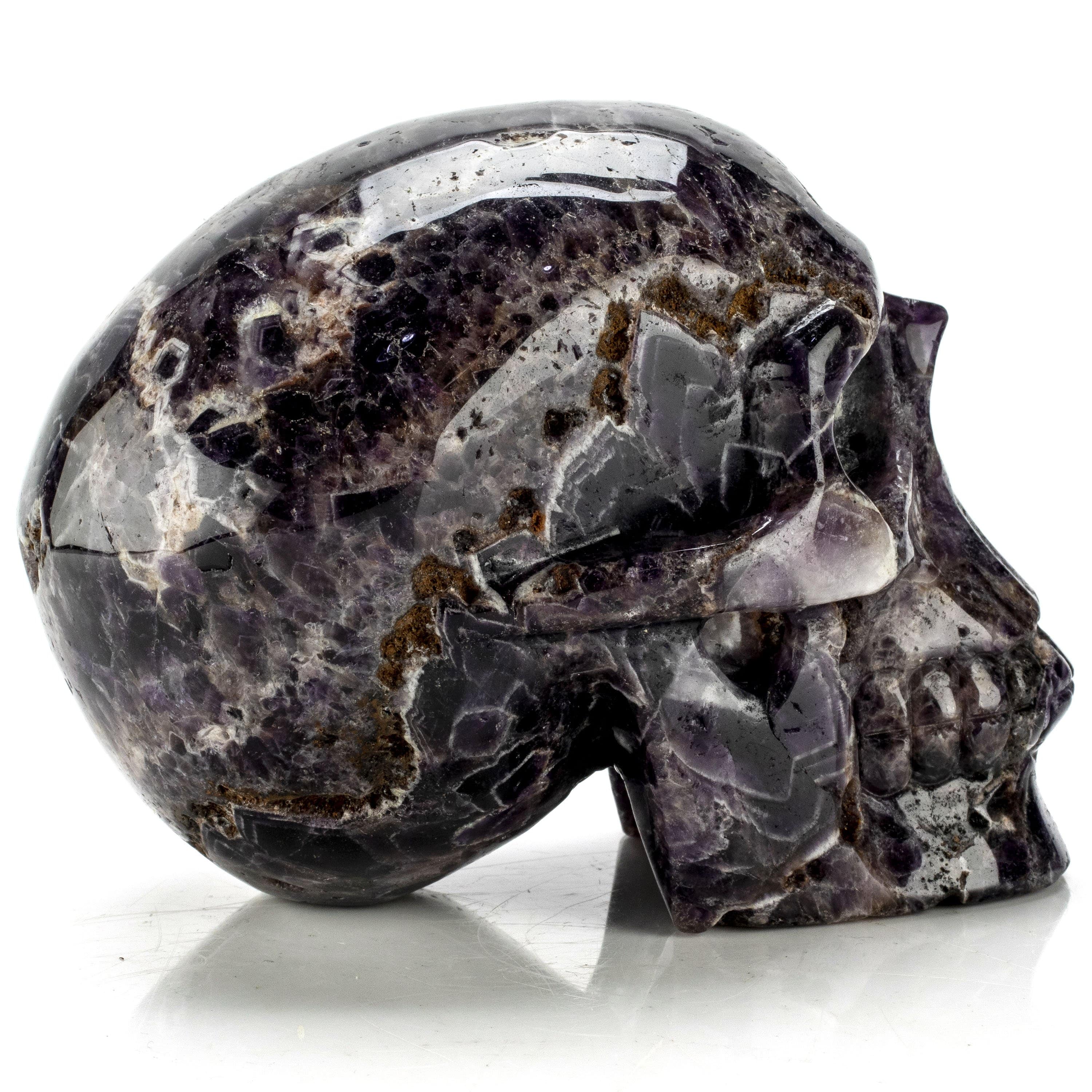 Kalifano Amethyst Natural Hand Carved Moroccan Amethyst Skull - 5 in. / 1,460 grams SK5000.001