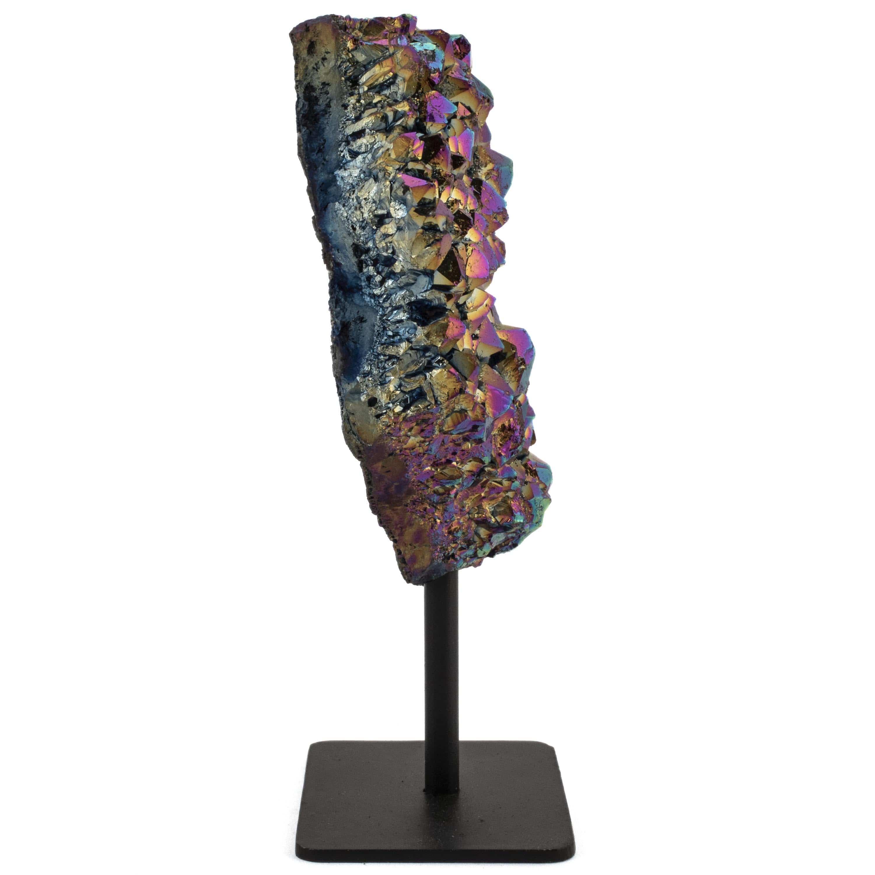 KALIFANO Amethyst Titanium Quartz Geode on Metal Stand - 400 g BAGS400-QT