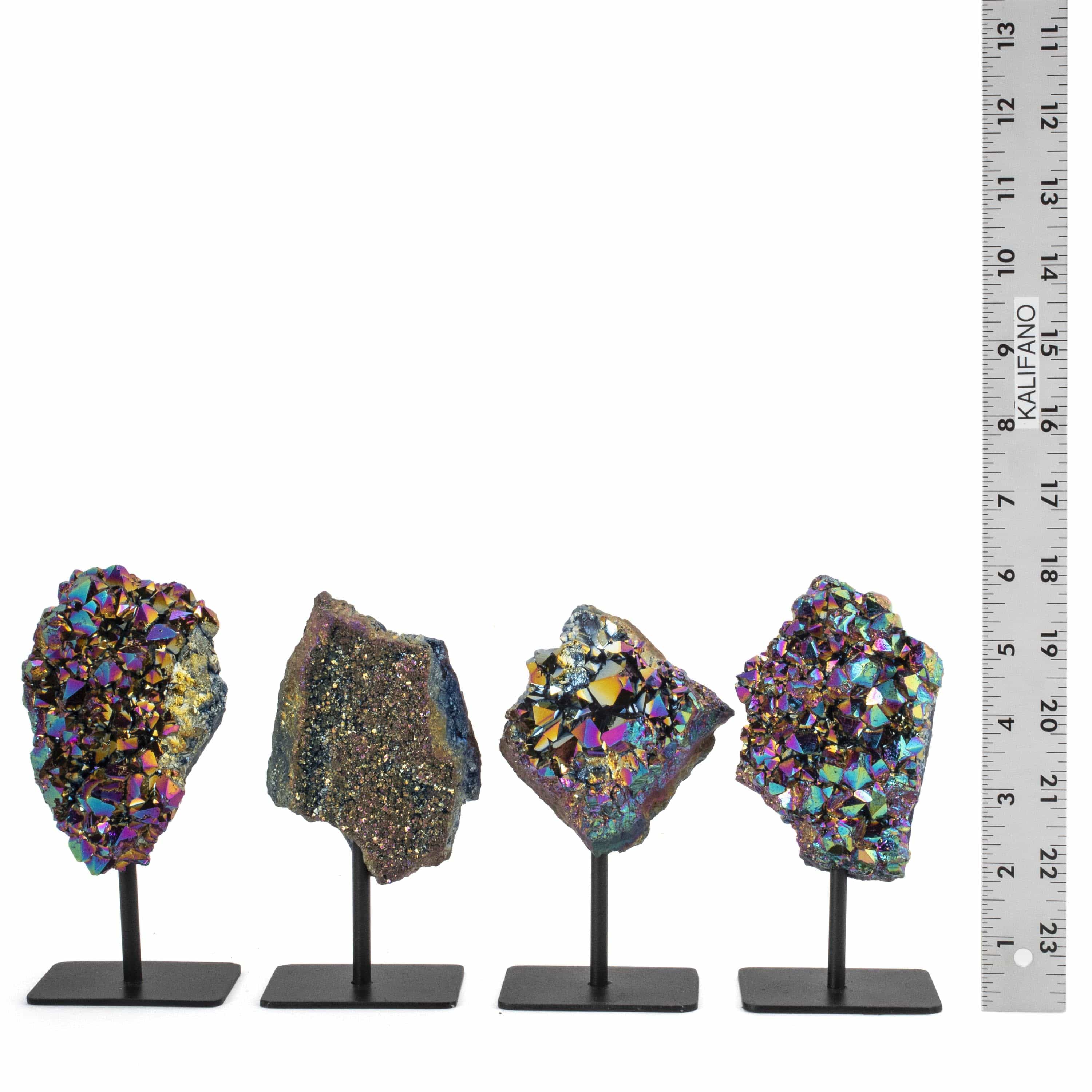 KALIFANO Amethyst Titanium Quartz Geode on Metal Stand - 400 g BAGS400-QT