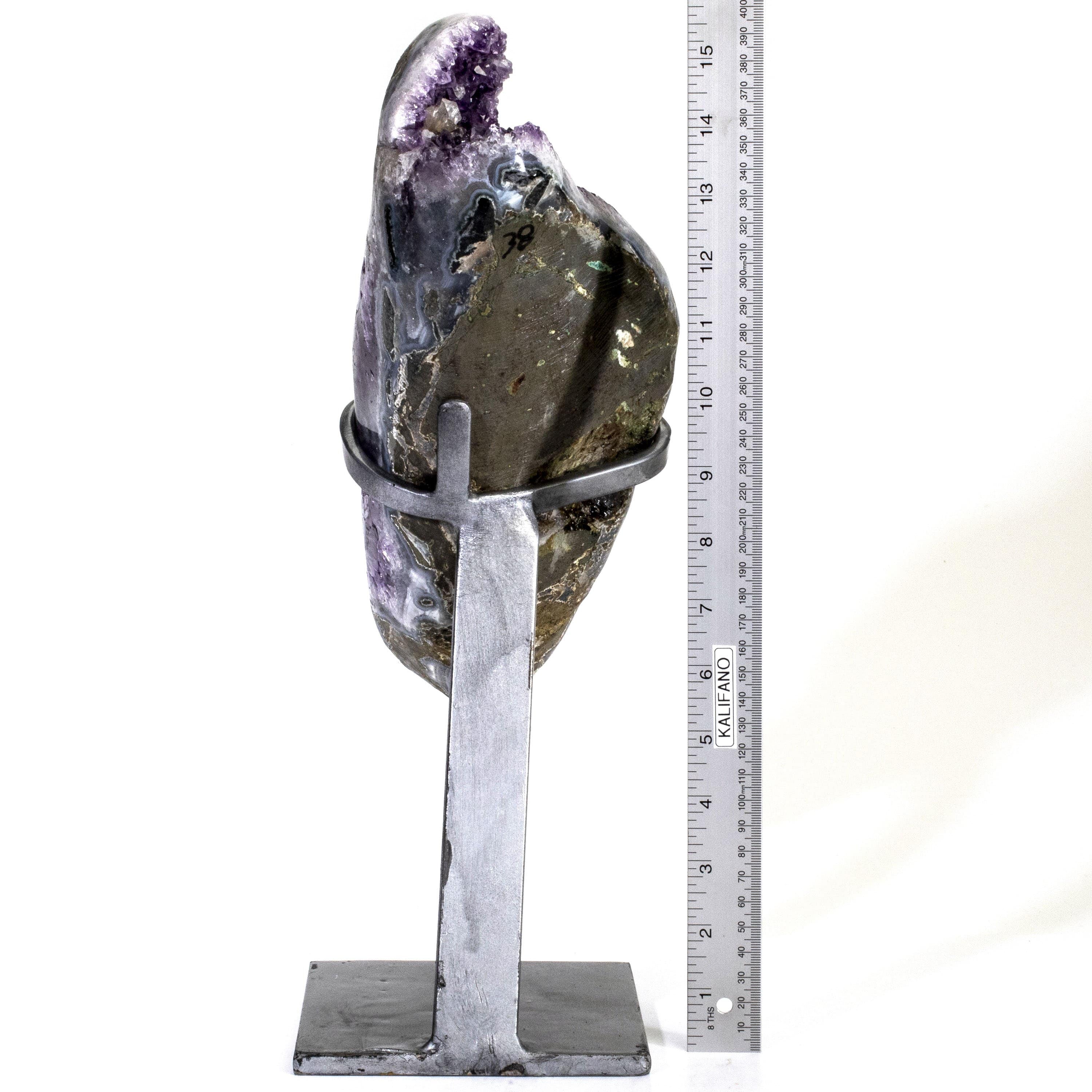 Kalifano Amethyst Uruguayan Amethyst Geode on Custom Stand - 13 lbs / 15 in. UAG4400.006