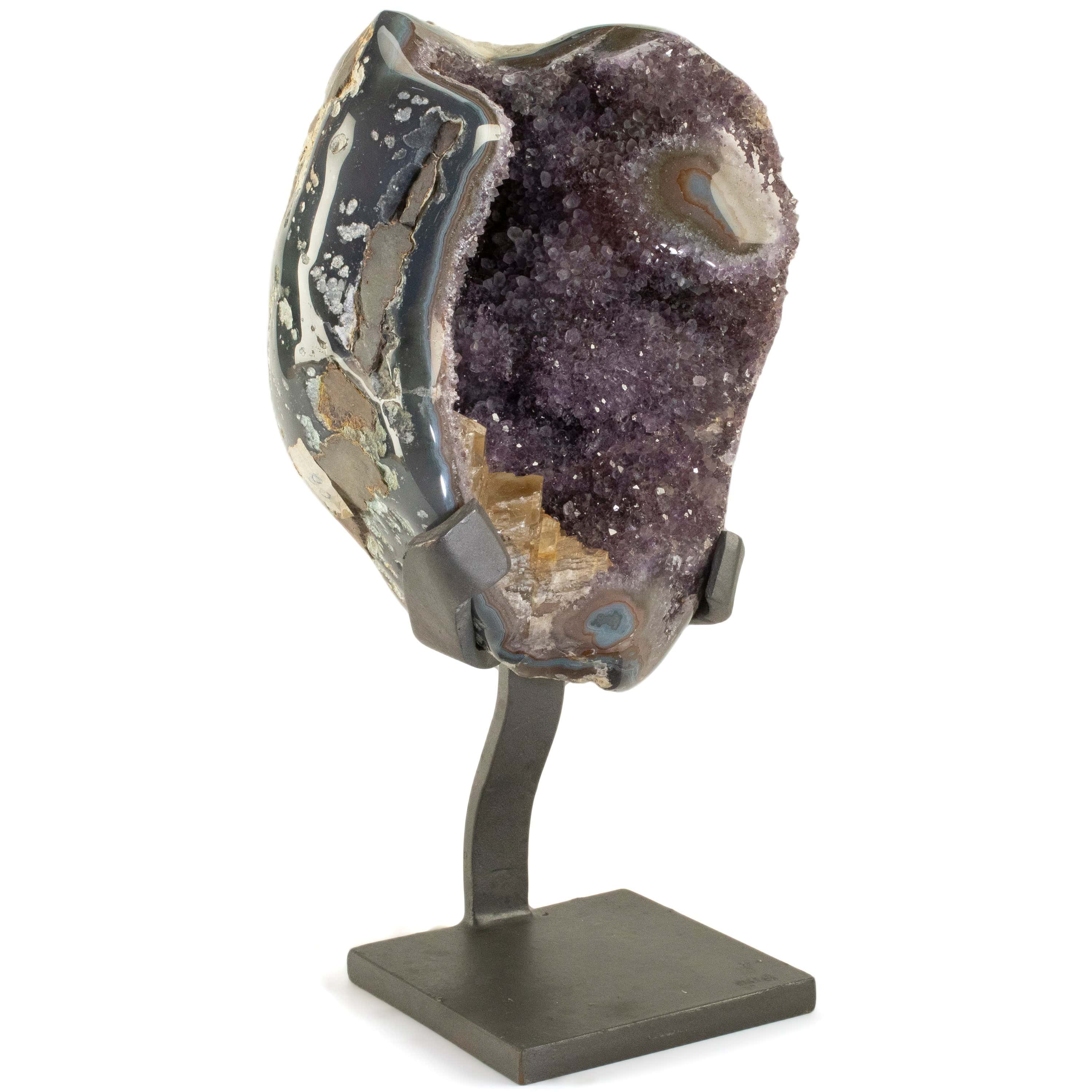 Kalifano Amethyst Uruguayan Amethyst Geode on Custom Stand - 15.6 lbs / 13.5 in. UAG3550.001