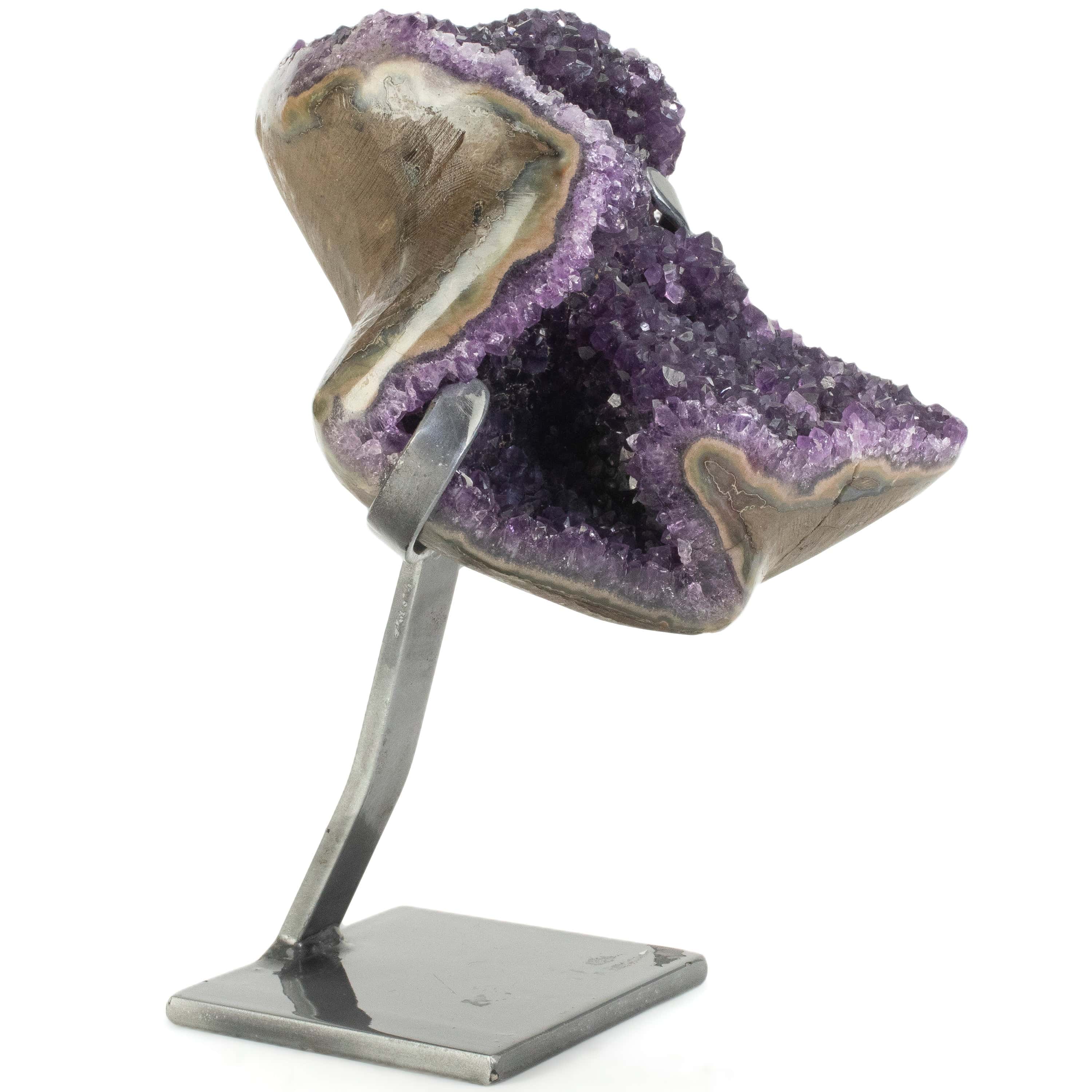 Kalifano Amethyst Uruguayan Amethyst Geode on Custom Stand - 7.1 lbs / 10 in. UAG3200.008