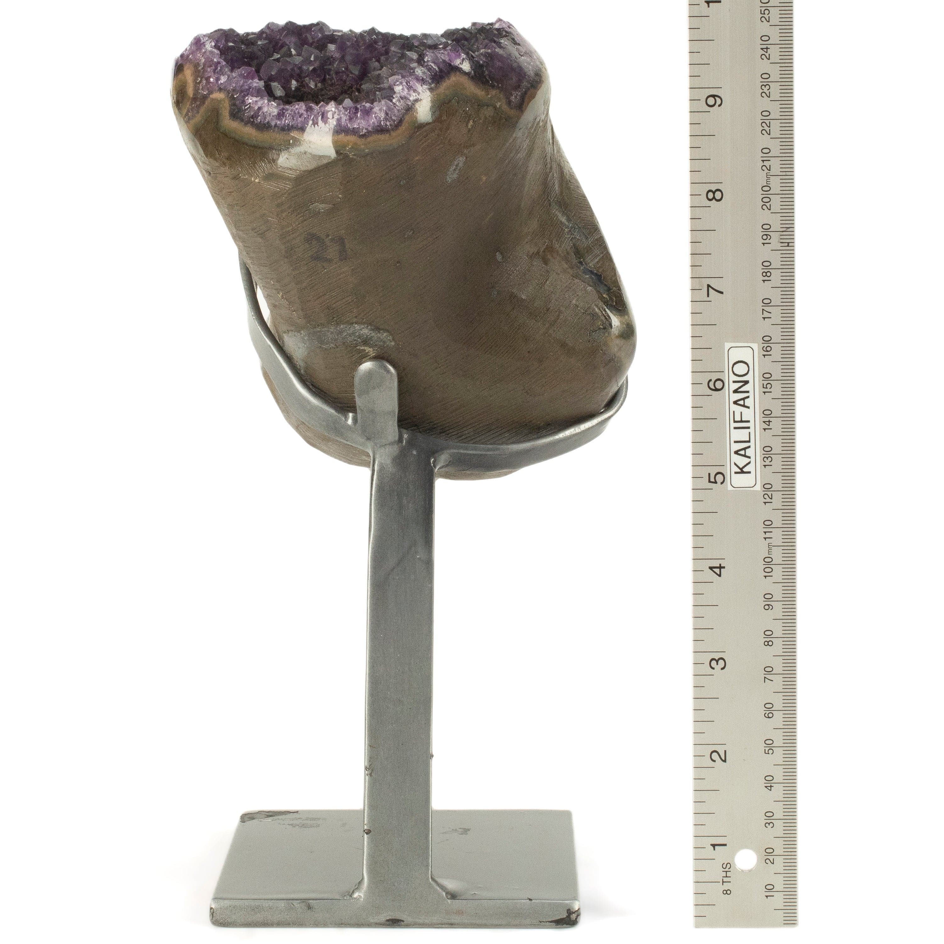 Kalifano Amethyst Uruguayan Amethyst Geode on Custom Stand - 7.1 lbs / 10 in. UAG3200.008