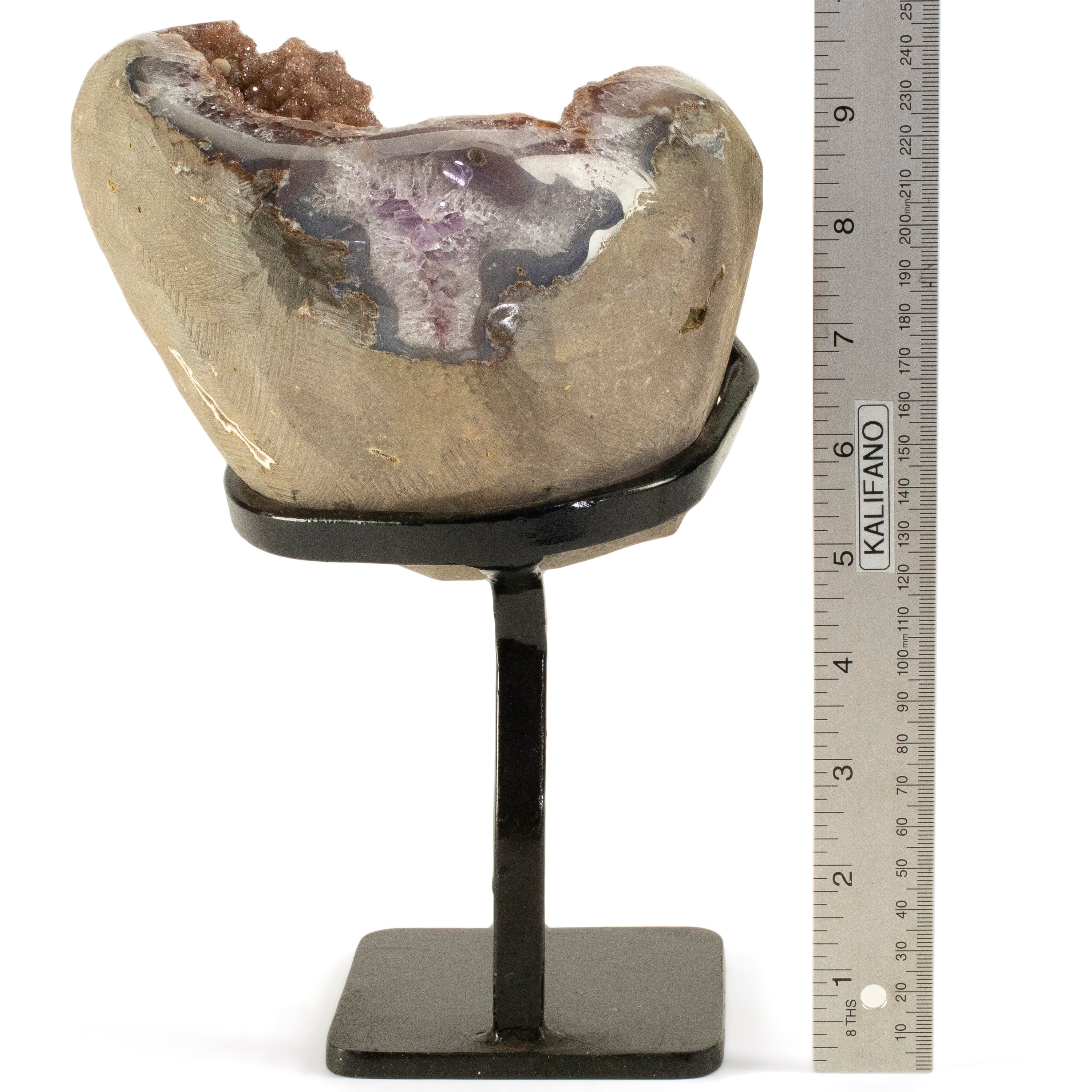 Kalifano Amethyst Uruguayan Amethyst Geode on Custom Stand - 7.6 lbs / 9.5 in. UAG3450.001