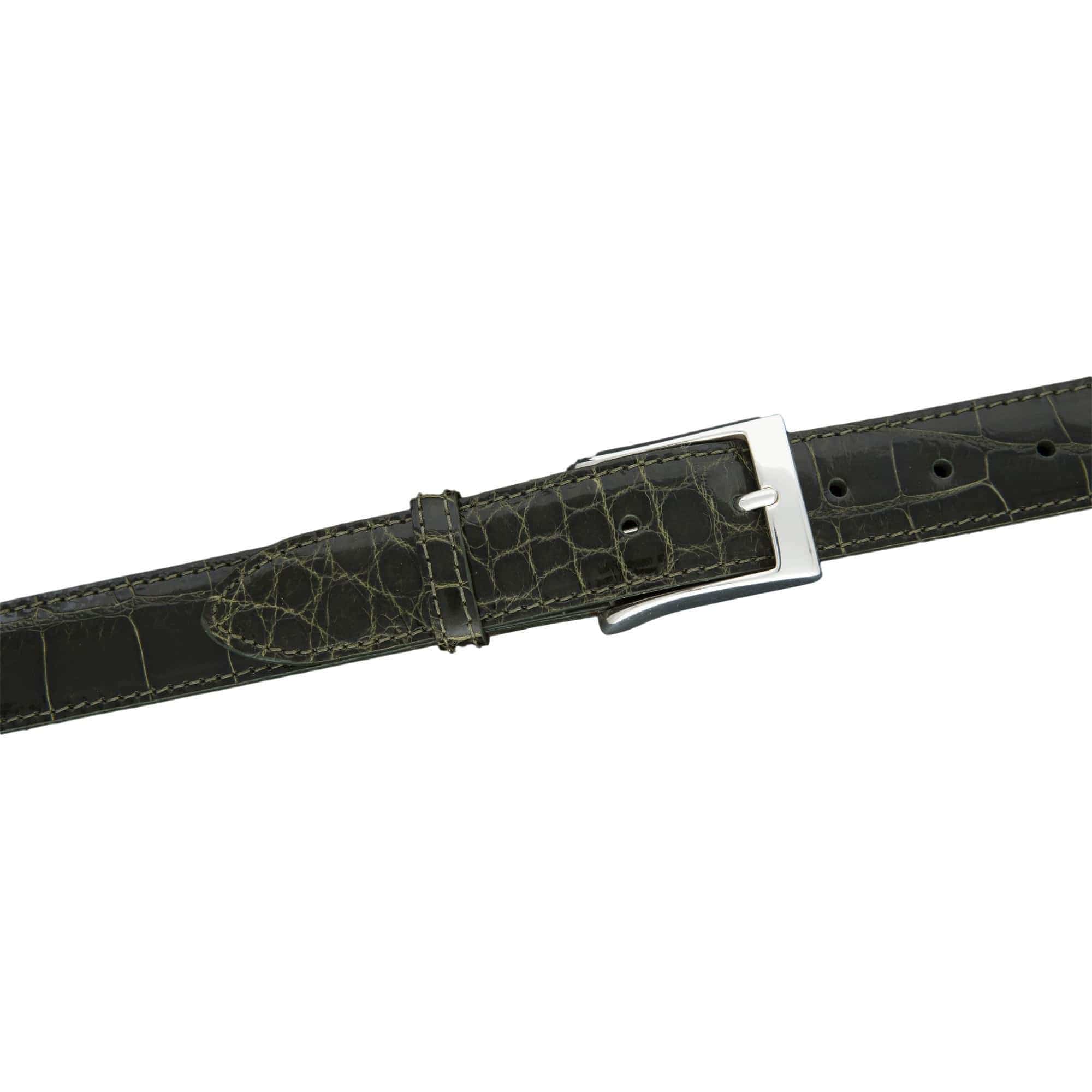 Kalifano Belts & Buckles KA32-OLV - KALIFANO American Alligator 32 mm Belt, Olive KA32-OLV