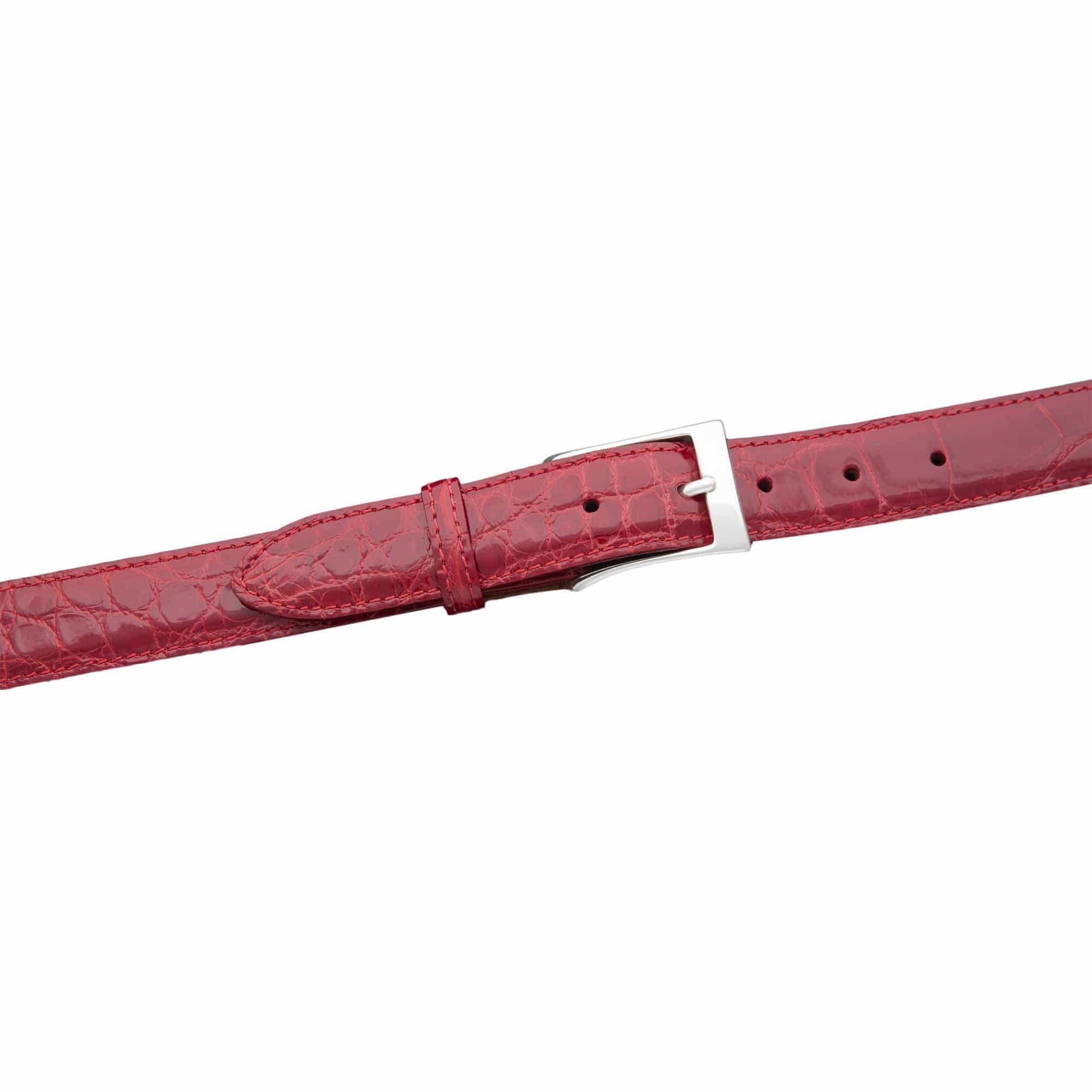 Kalifano Belts & Buckles KA32-RED - KALIFANO American Alligator 32 mm Belt, Red KA32-RED