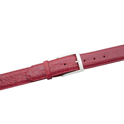 Kalifano Belts & Buckles KA40-RED - KALIFANO American Alligator 40 mm Belt, Red KA40-RED