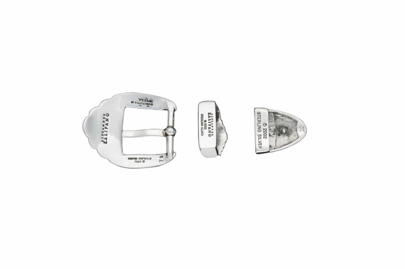 Kalifano Belts & Buckles RS79 - 1" Clinton Sterling Silver Buckle Set RS79