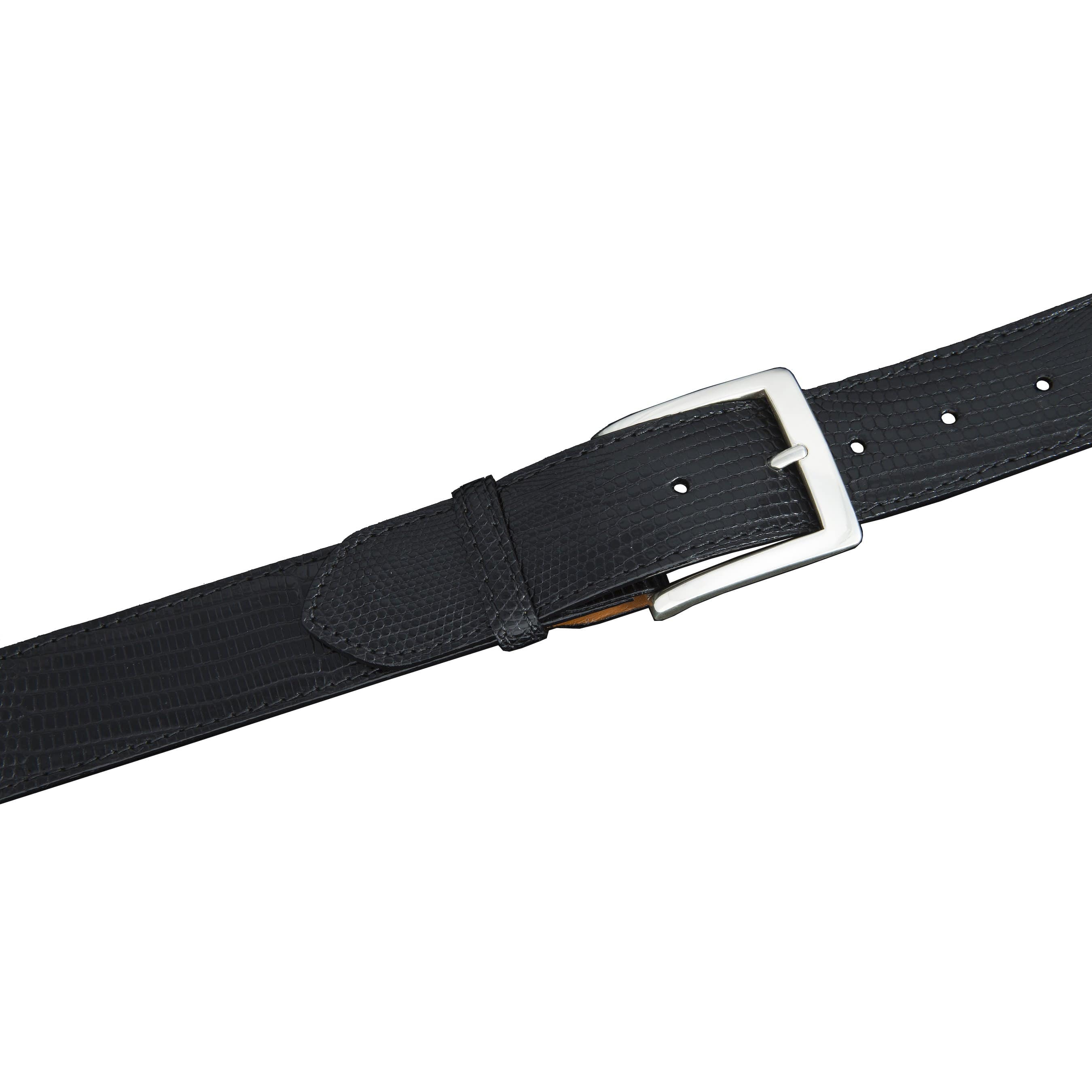 Kalifano Belts KL40-BLK - KALIFANO Lizard 40 mm Belt, Black KL40-BLK