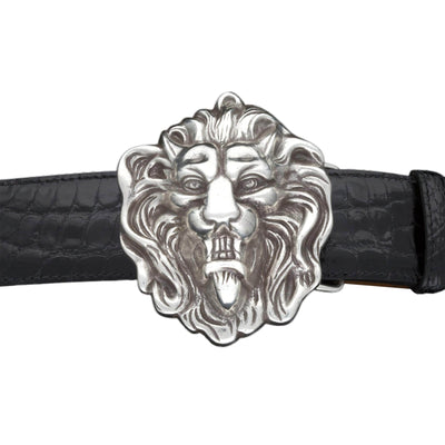 Kalifano Buckles KB40-0488AS - Kalifano Buckle 40mm King of the Jungle - Antique Silver KB40-0488AS