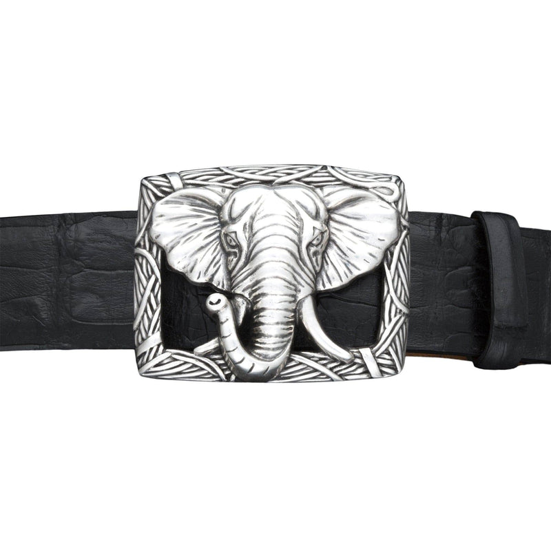 Kalifano Buckles KB40-10745AS - Kalifano Buckle 40mm Elephant Majesty - Antique Silver KB40-10745AS