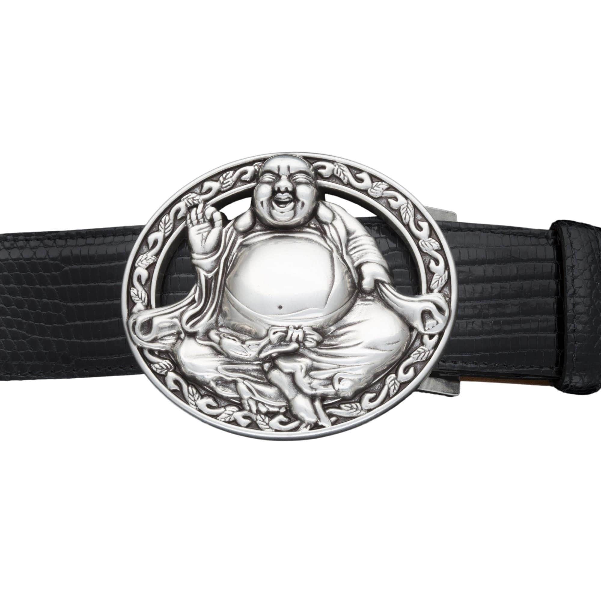Kalifano Buckles KB40-2189AS - Kalifano Buckle 40mm Buddha Bless- Antique Silver KB40-2189AS