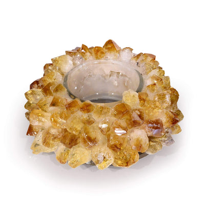 Kalifano Candle Holders Citrine Cluster Crystal Tealight Candle Holder GCH-09