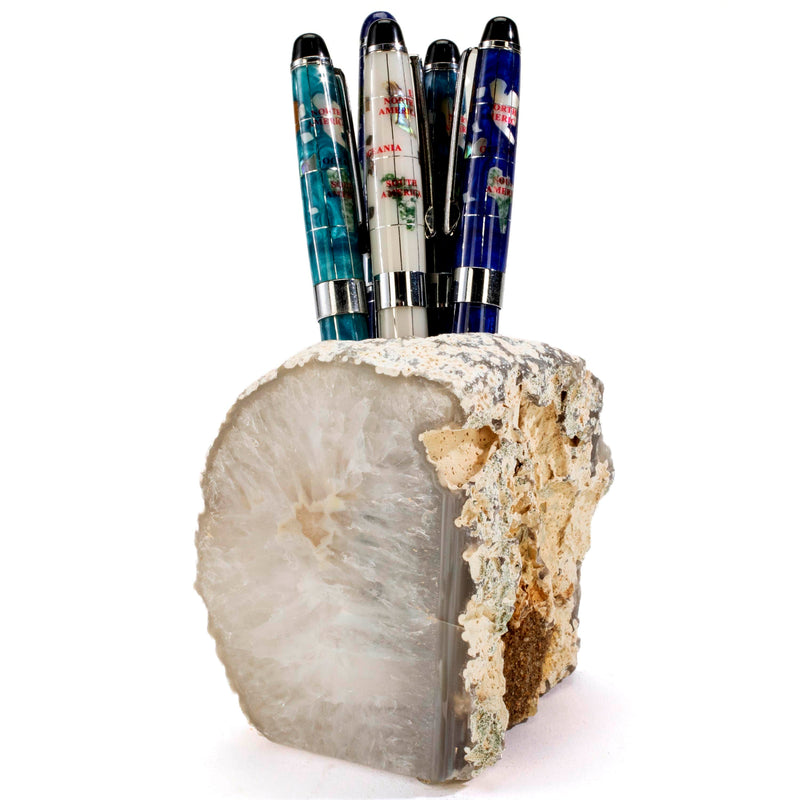Kalifano Candle Holders Crystal Agate Candle and Pen Holder GCH-QA