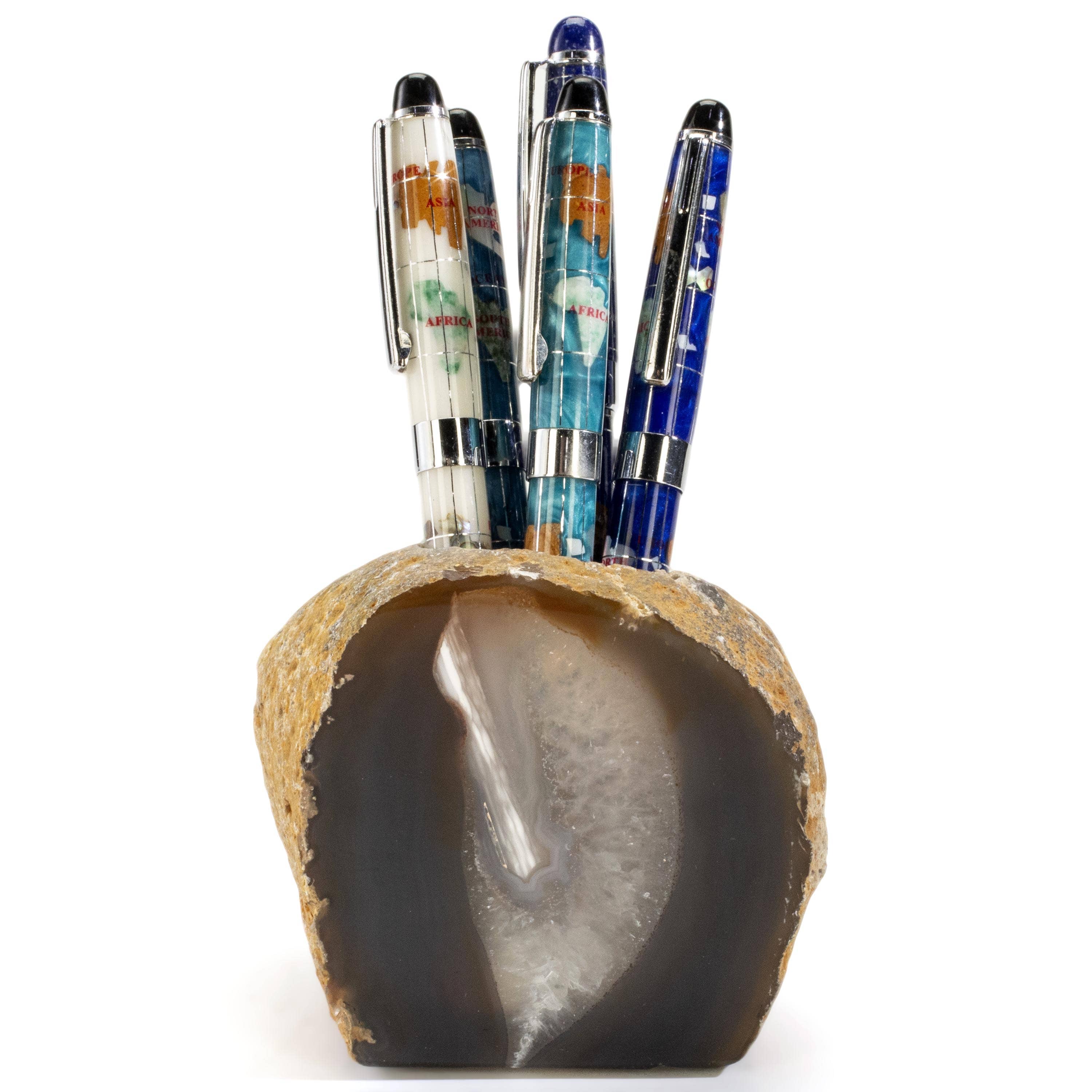 Kalifano Candle Holders Natural Agate Candle and Pen Holder GCH-AG