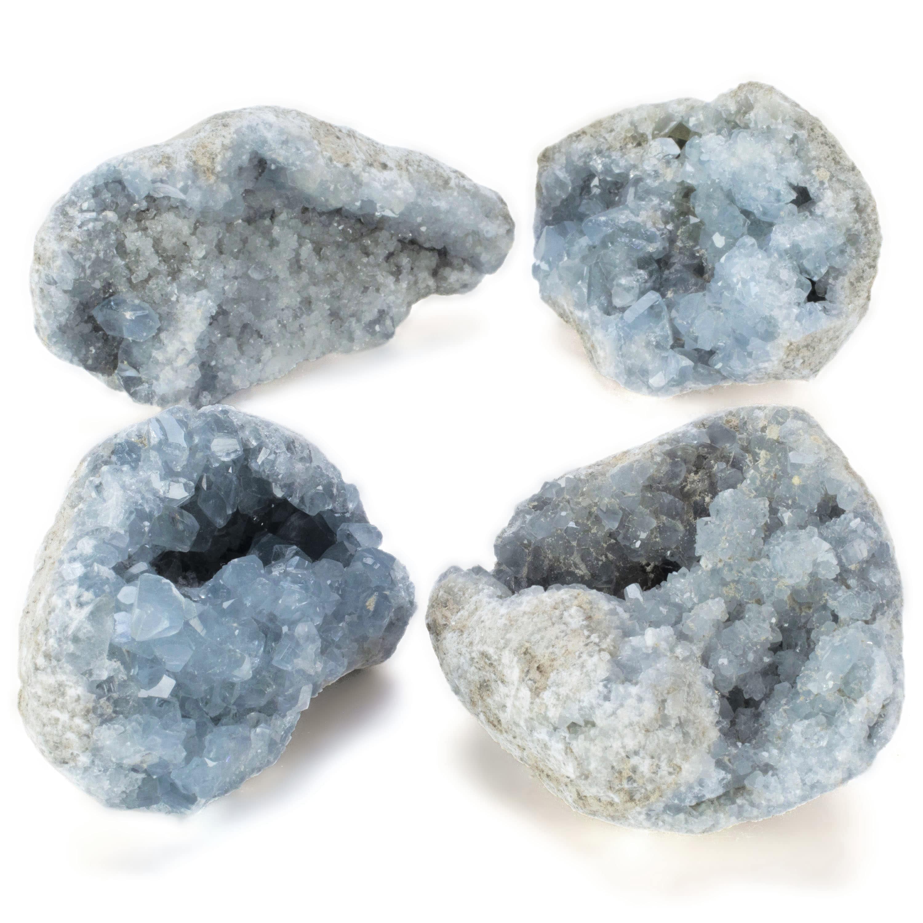 Kalifano Celestite Natural Celestite Crystal Cluster Geode - 3.5 in. CG260