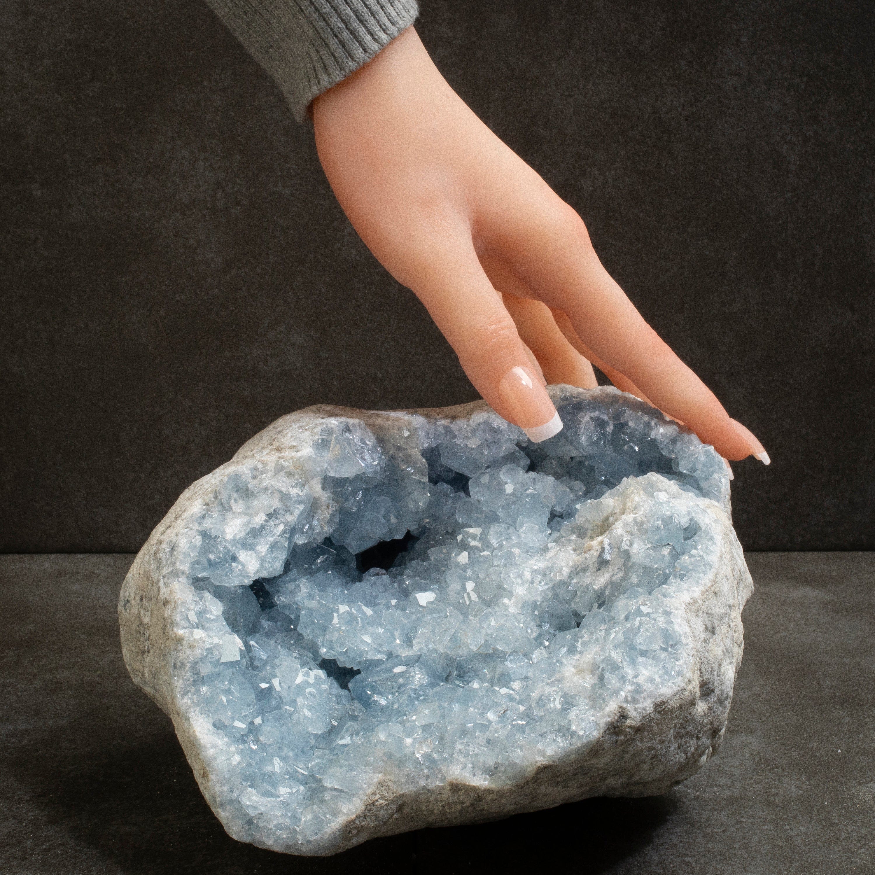 Kalifano Celestite Natural Celestite Crystal Cluster Geode from Madagascar - 7 in. CG1700.001