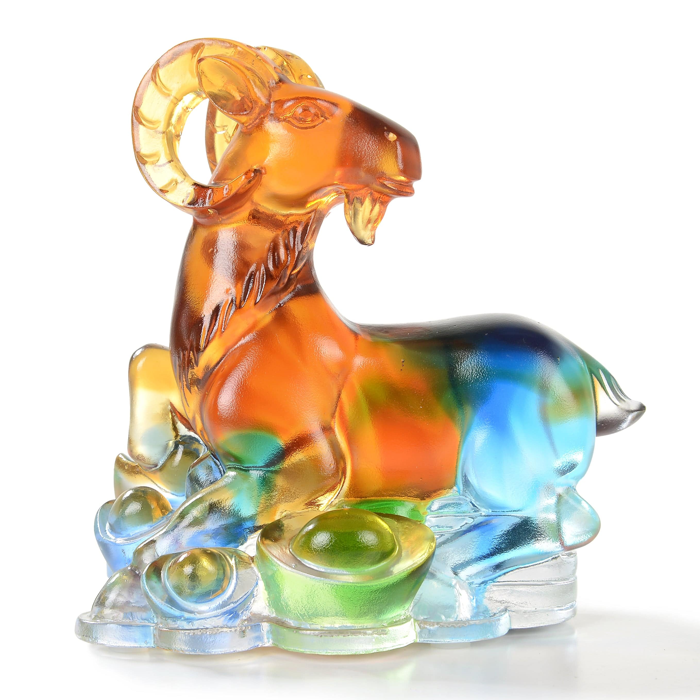 Kalifano Crystal Carving Elegant Goat Crystal Carving - A Symbol of Creativity and Fertility CRZ210-RAM