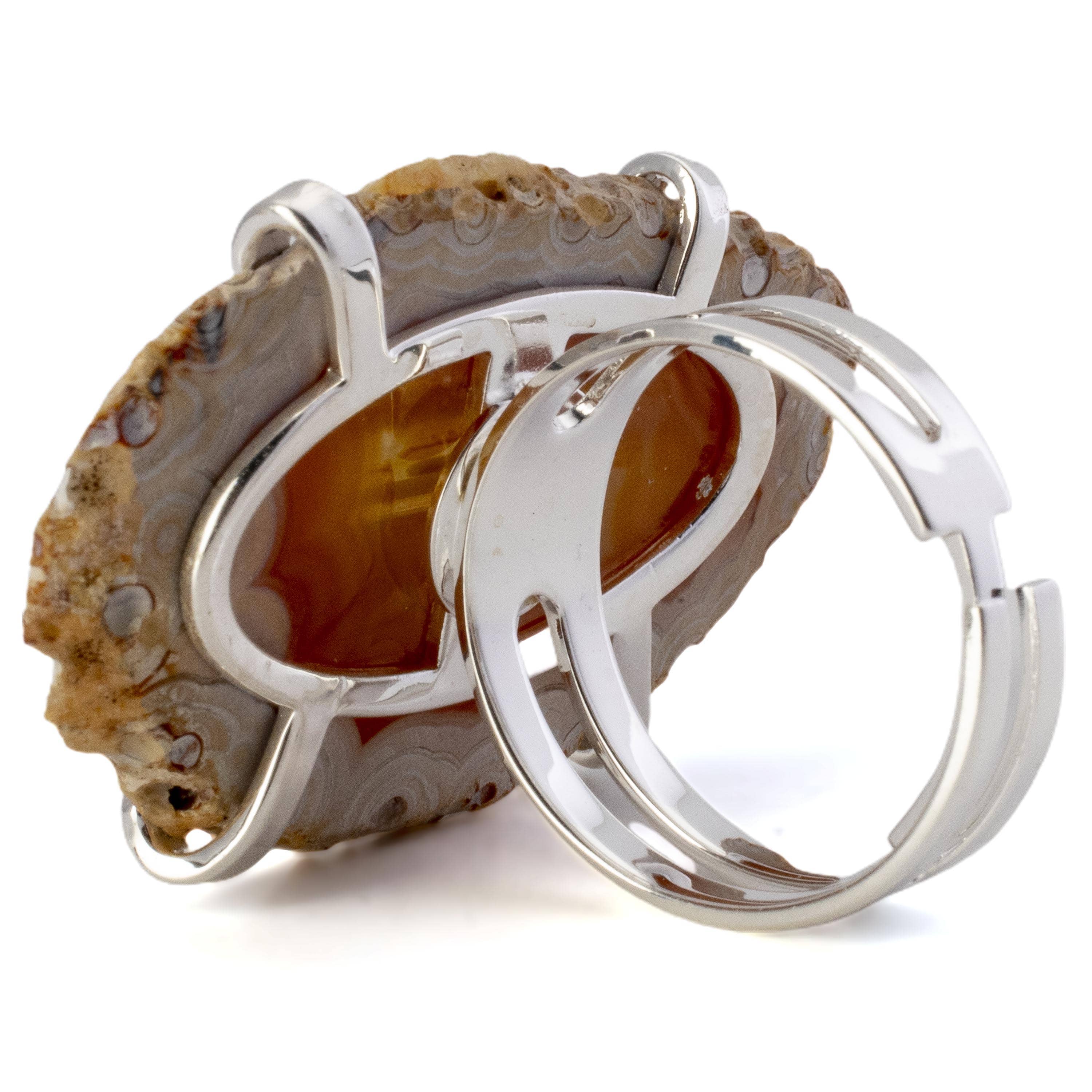 Kalifano Crystal Jewelry Agate Slice Adjustable Ring CJR-501-AG
