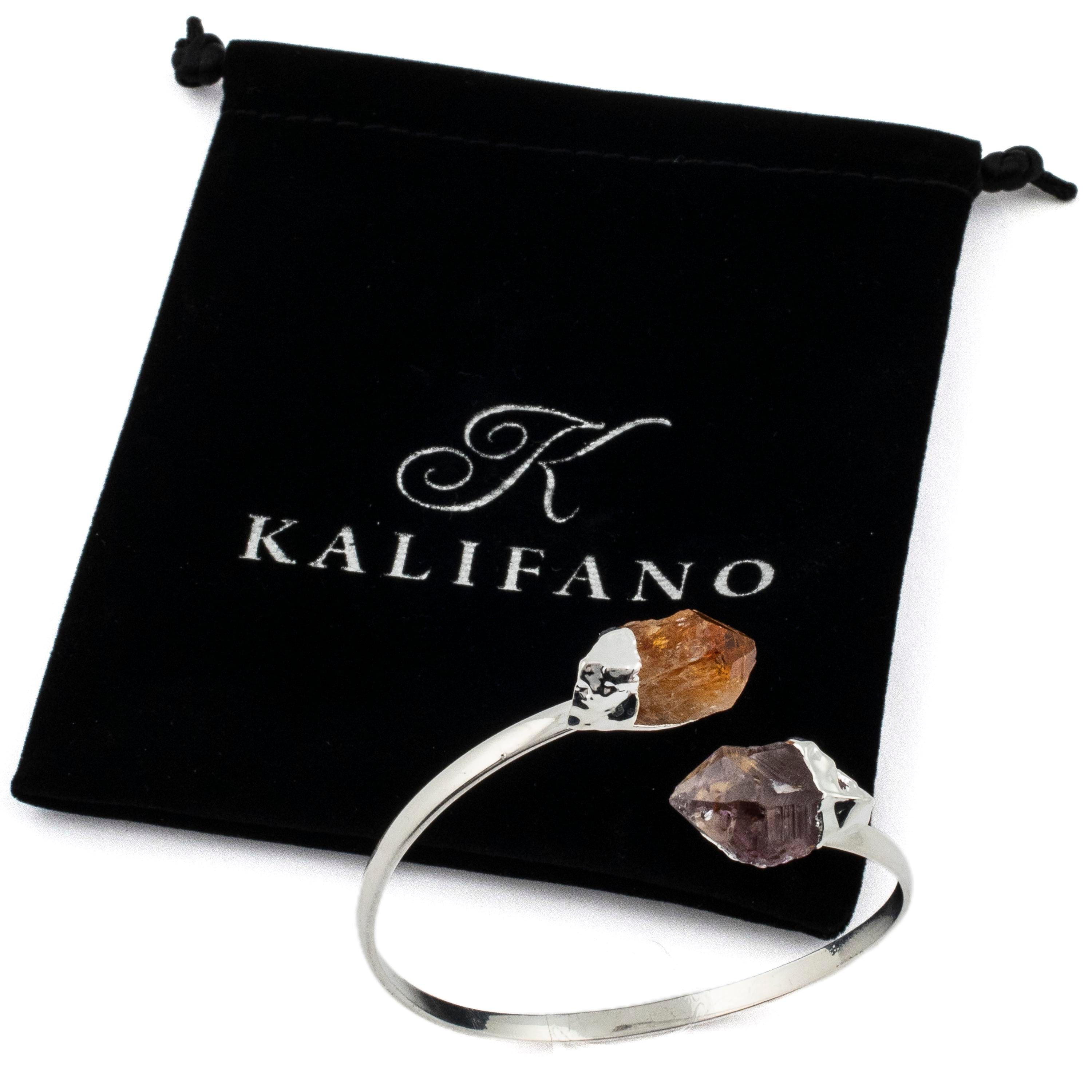 Kalifano Crystal Jewelry Amethyst and Citrine Point Bracelet CJB-1016-A+C