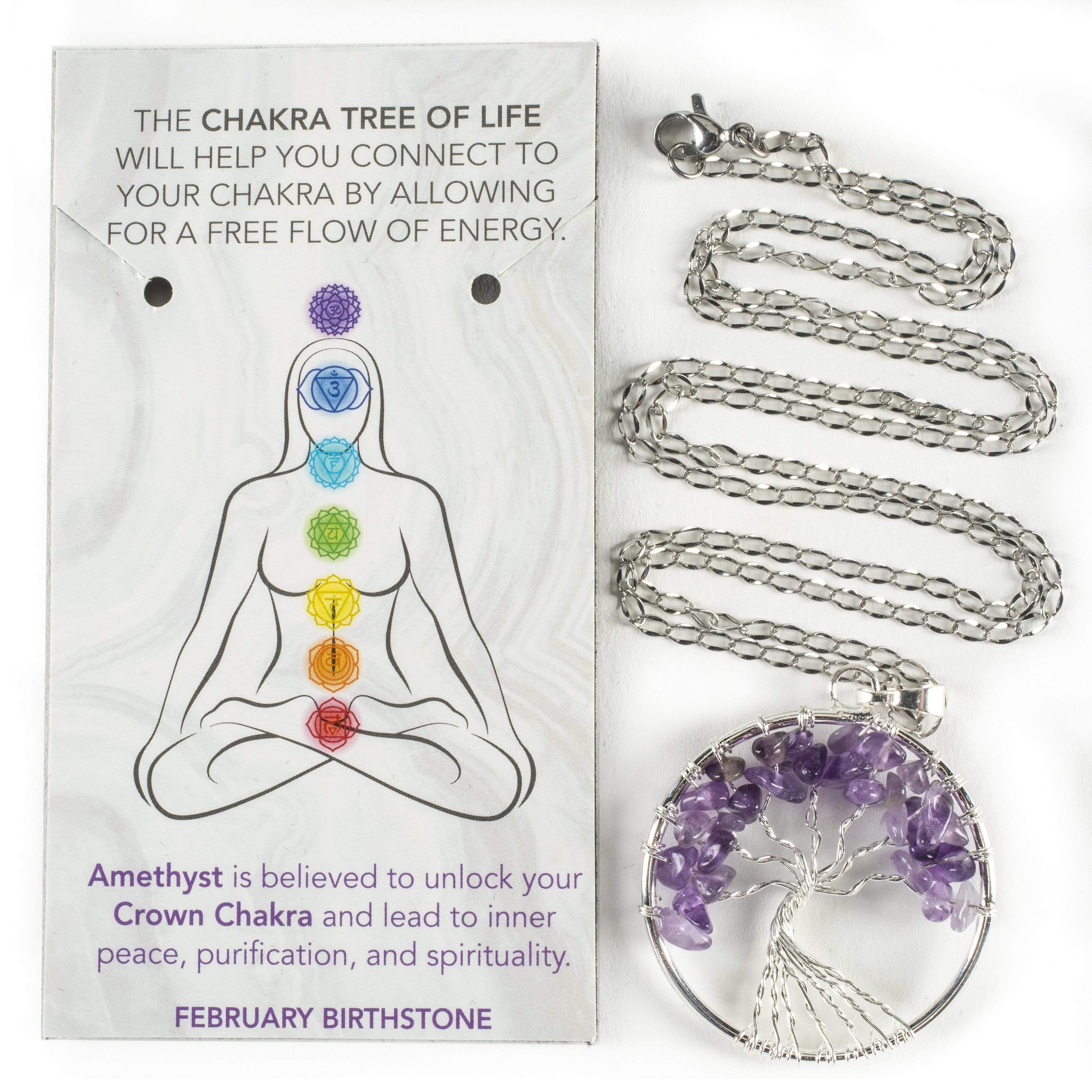 KALIFANO  Amethyst Tree of Life Necklace - Healing Energy & Beauty