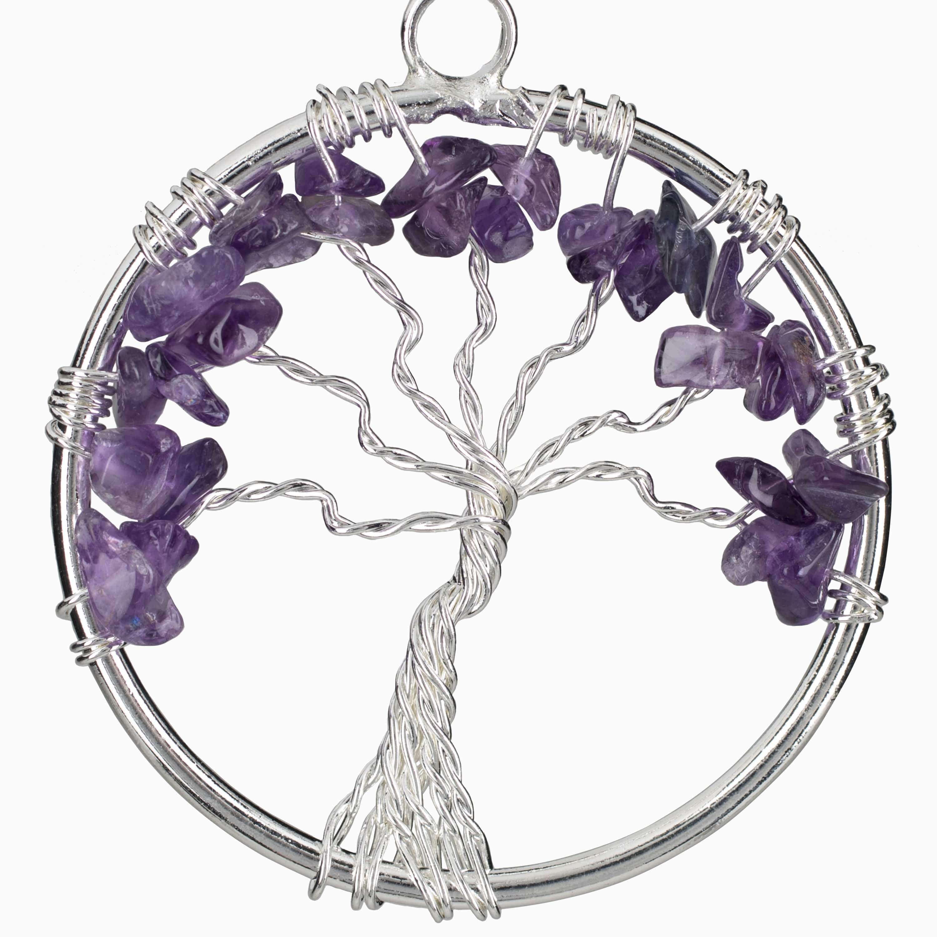 Kalifano Crystal Jewelry Amethyst Chakra Gemstone Tree of Life Necklace & Stainless Steel Chain CJCN20-AM