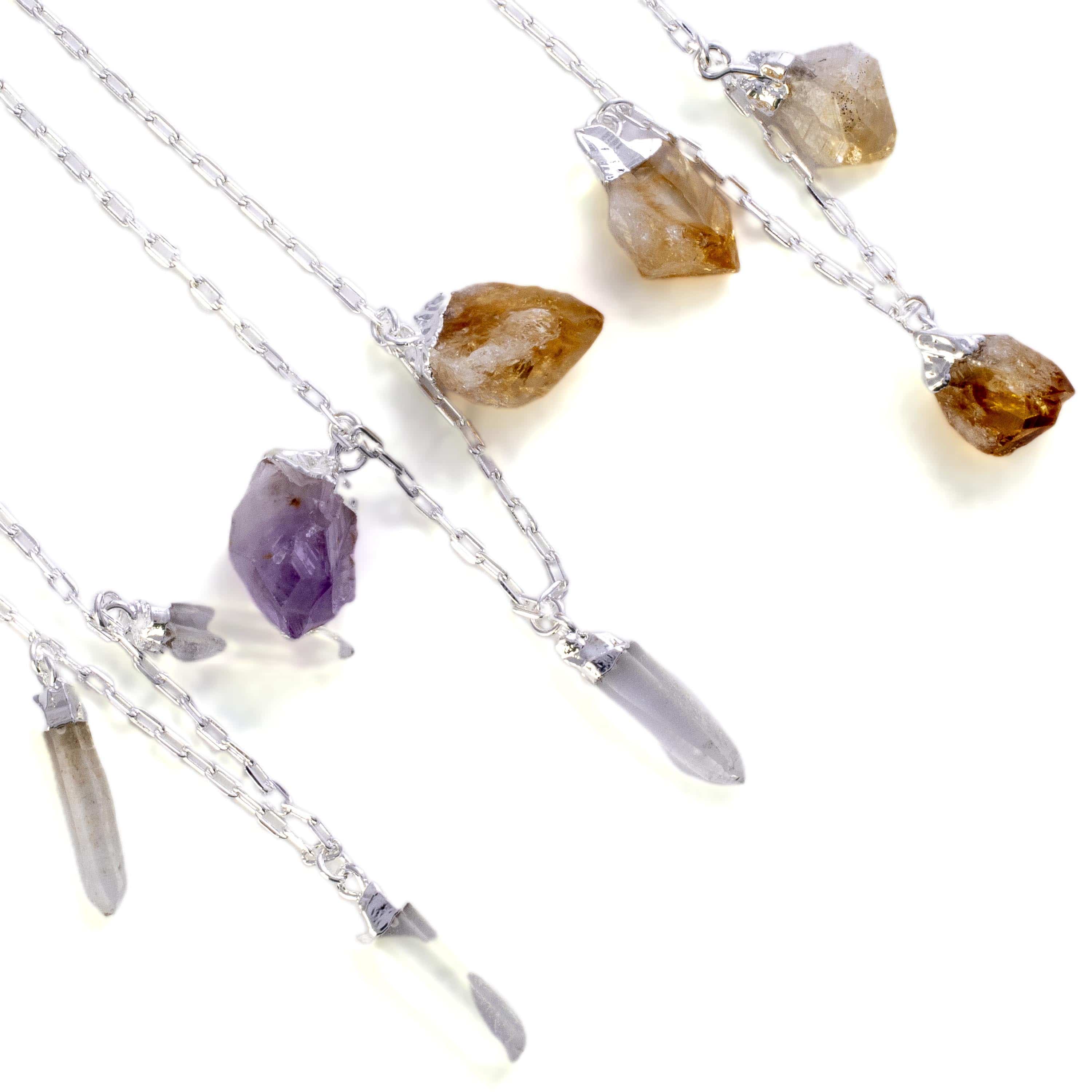 Kalifano Crystal Jewelry Amethyst, Citrine, and Quartz Triple Point Necklace CJN-2042-A+C+Q