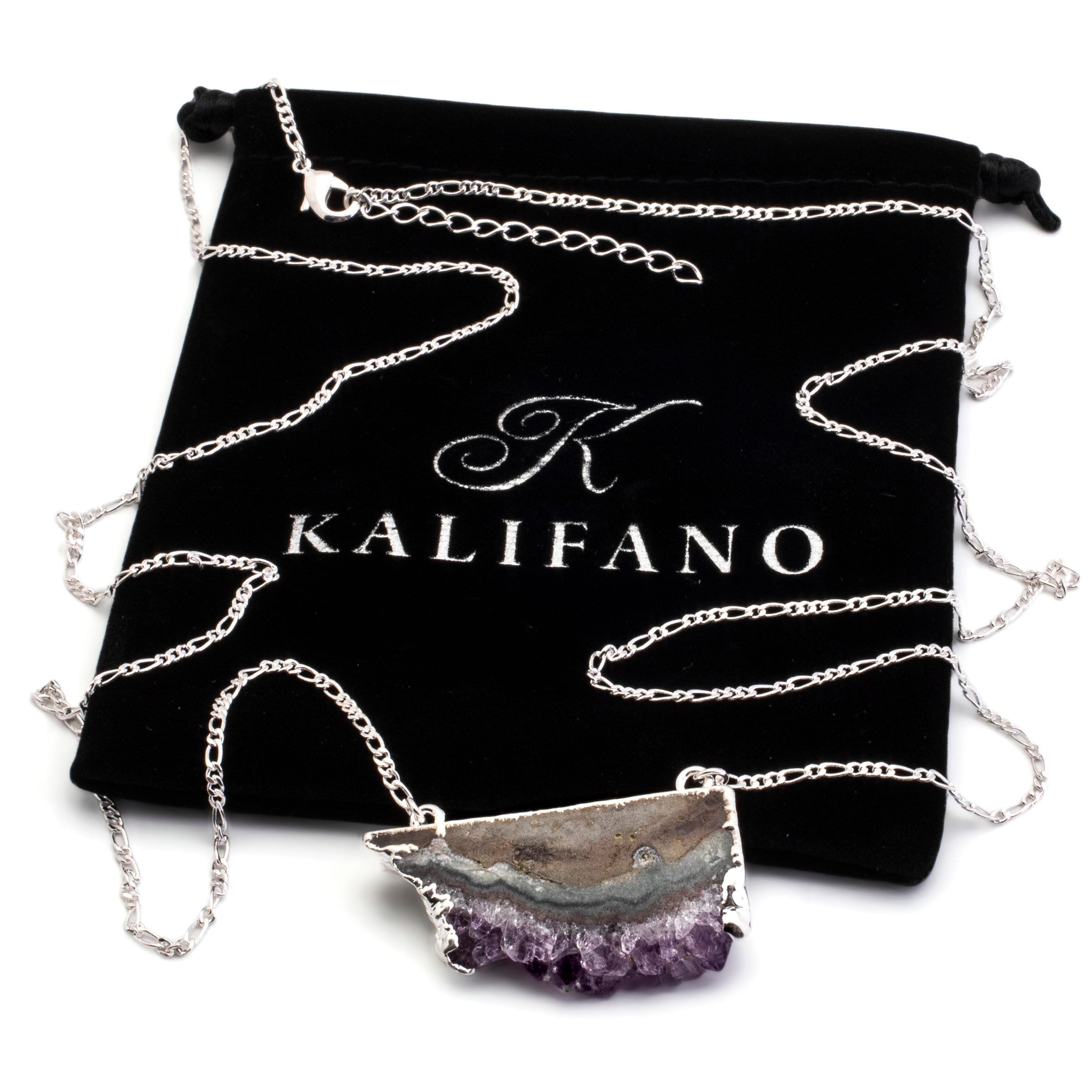 Kalifano Crystal Jewelry Amethyst Slice Necklace CJN-2000L-AM
