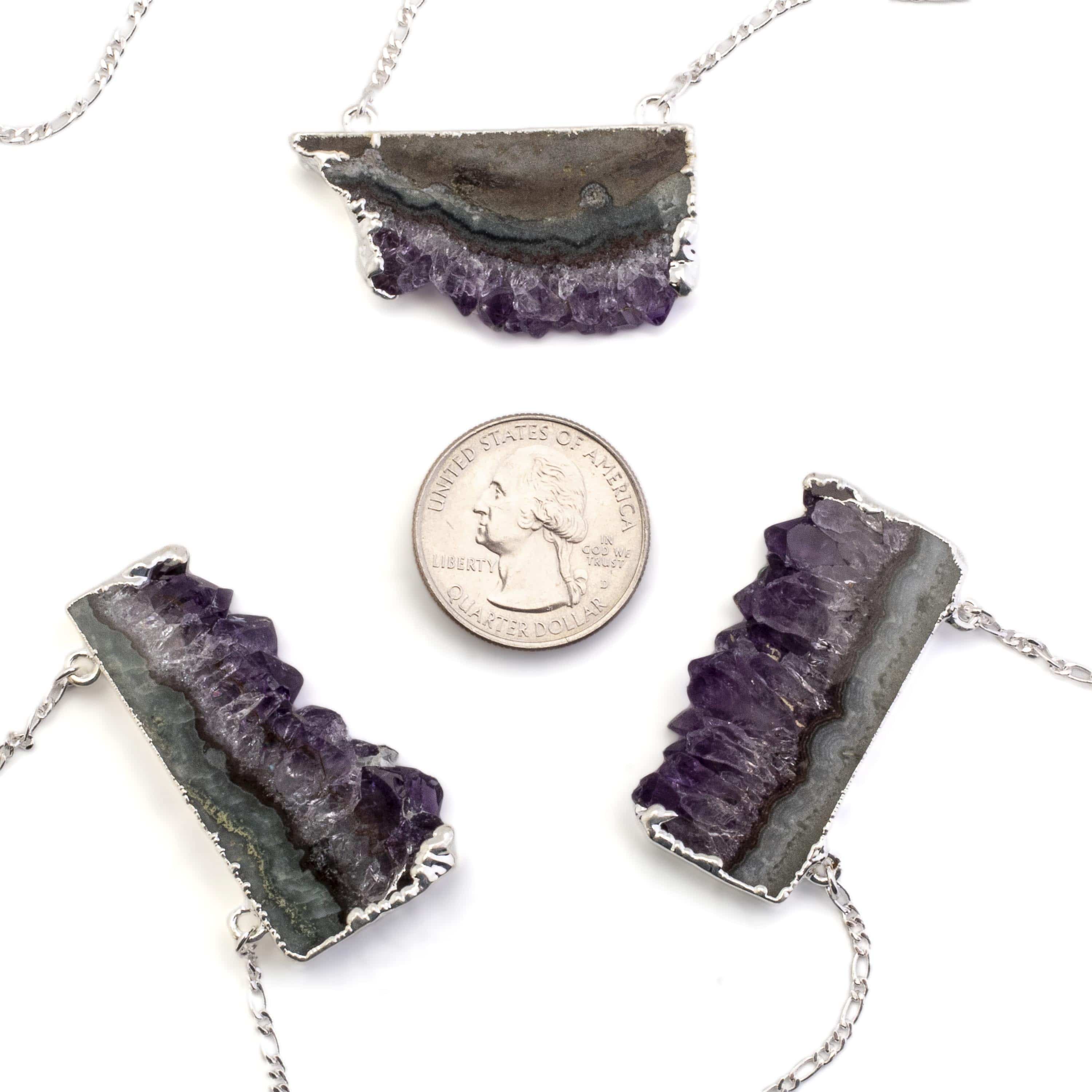 Kalifano Crystal Jewelry Amethyst Slice Necklace CJN-2000L-AM